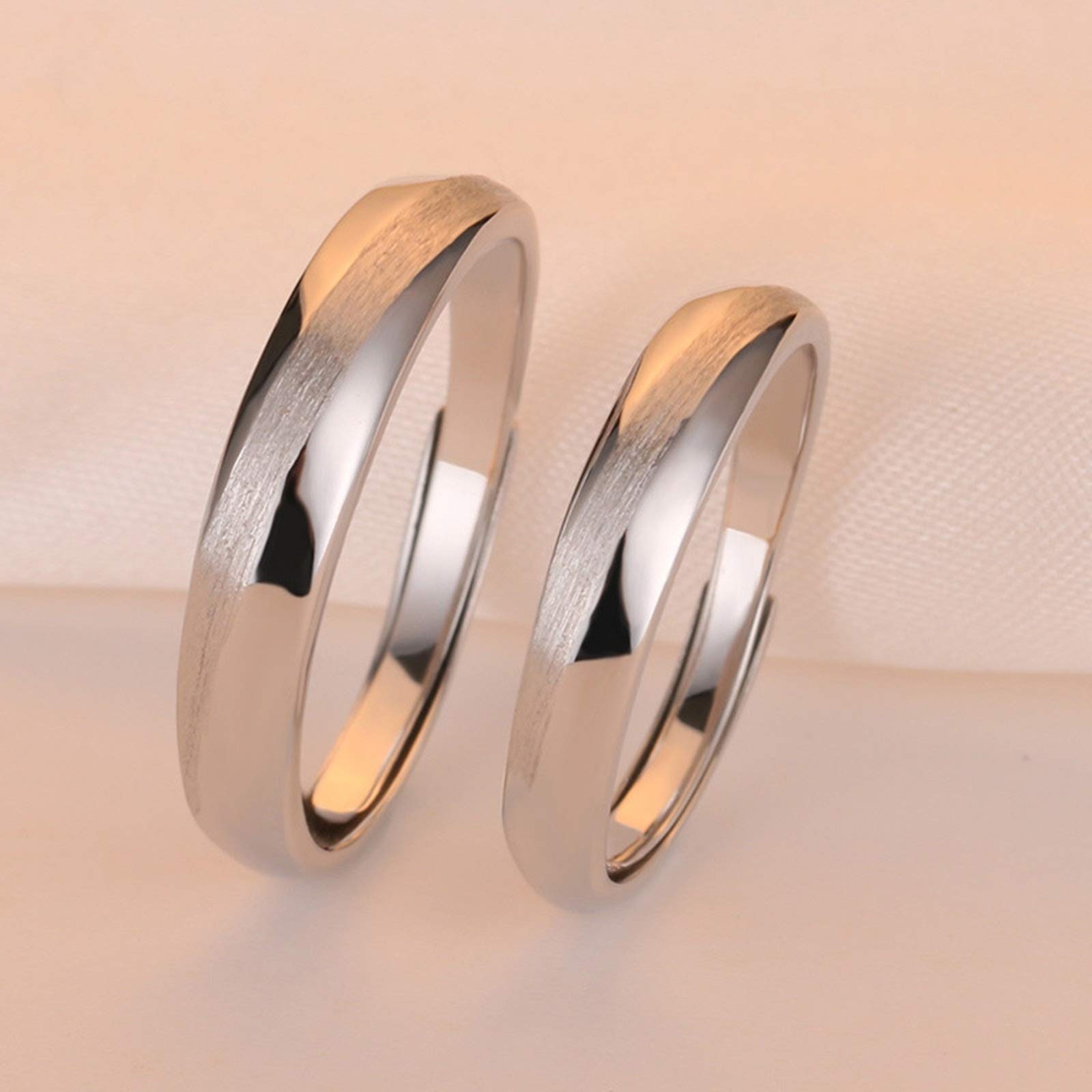 Personalized Promise Rings Set for Couples - 925 Sterling Silver Adjustable Rings for Women & Men - Perfect for Anniversaries, Engagements & Romantic Gifts