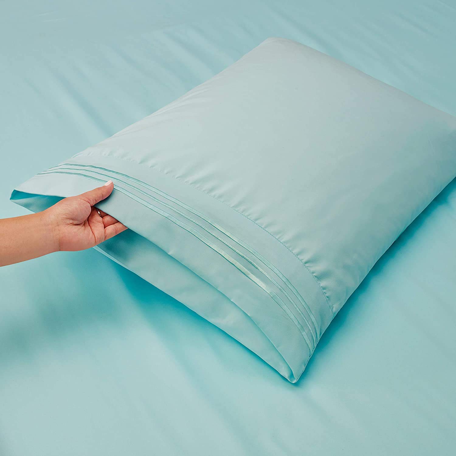 4Pcs 800 Thread Count 100% Soft Cotton Bed Sheet Set - Deep Pocket Fitted Sheet Fits Mattress Up to 16