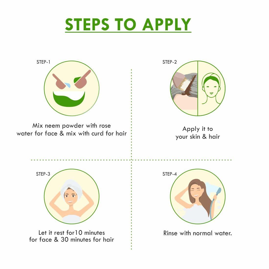 Organic Neem Powder for Clear Skin & Hair Care - Pimple-Free & Natural