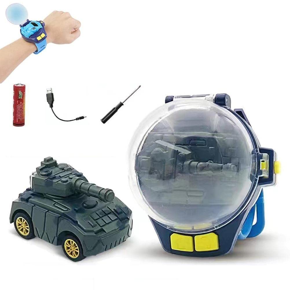 2022 New Mini Remote Control Tank Car Watch Toy - 2.4GHz Detachable RC Wrist Racing Car with USB Charging, Fun Cartoon RC Vehicle for Kids Birthday Gifts | Perfect for Indoor Play, Birthday Parties & STEM Learning Activities