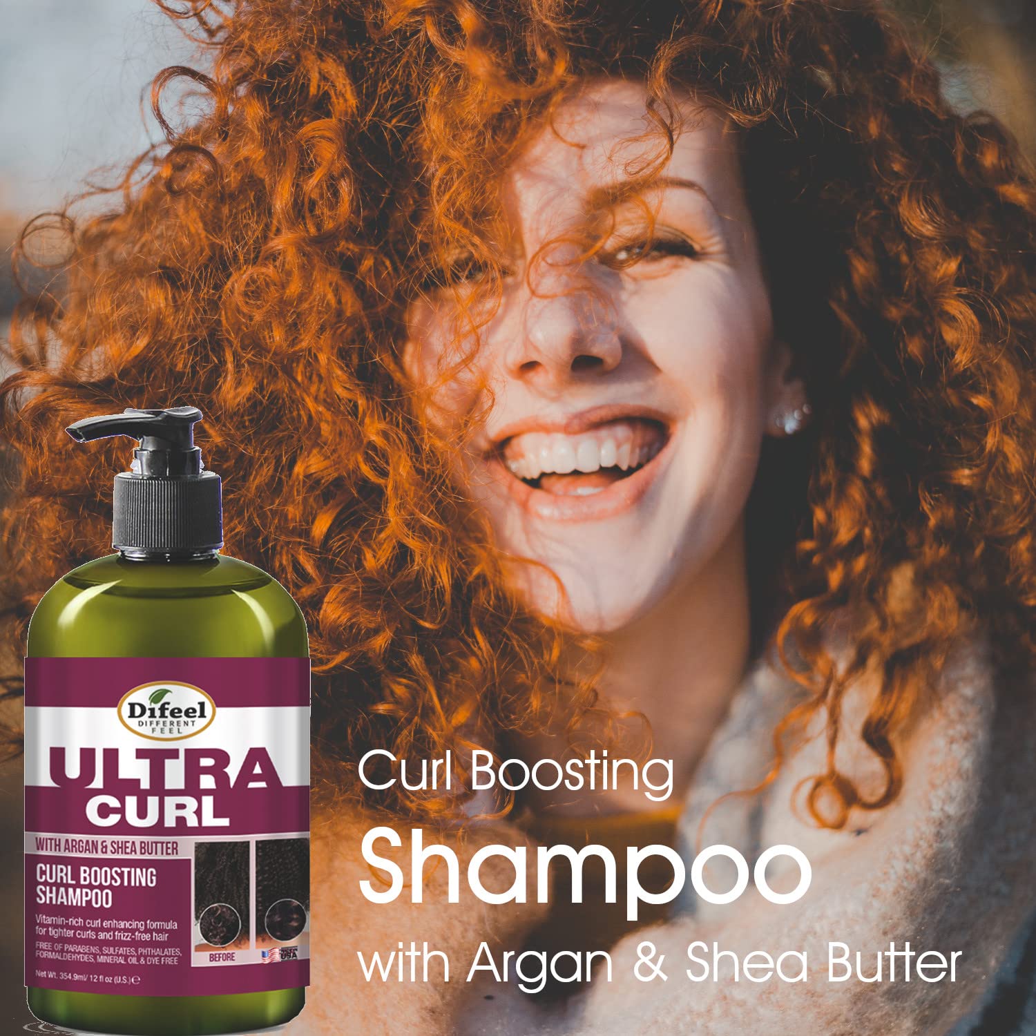 Difeel Ultra Curl Hair Care Set - Moisturizing Shampoo (12 oz), Deep Conditioner (12 oz), Hair Mask (12 oz) & Argan Oil (8 oz) for Curly Hair - Perfect for Dry, Frizzy & Damaged Hair Care Routine