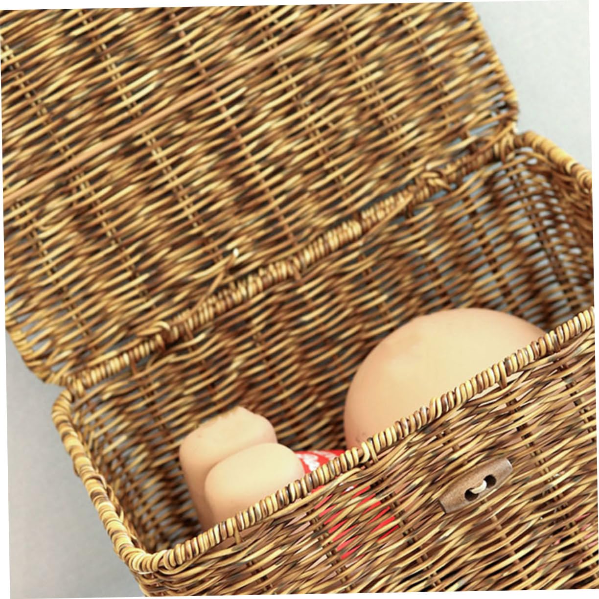 Flip Top Rattan Box with Lid - Seagrass Woven Storage Basket | Multifunctional Desktop Organizer for Home, Office & Bathroom Decor
