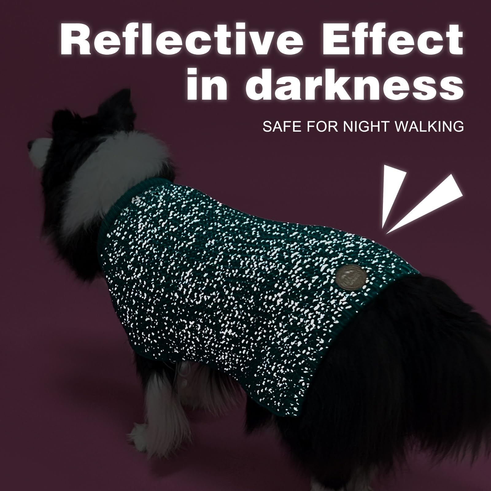 KYEESE Christmas Dog Sweater for Medium Dogs - Reflective Yarn, Warm & Stretchy Pullover - Green XL | Perfect for Holiday Outings & Winter Walks