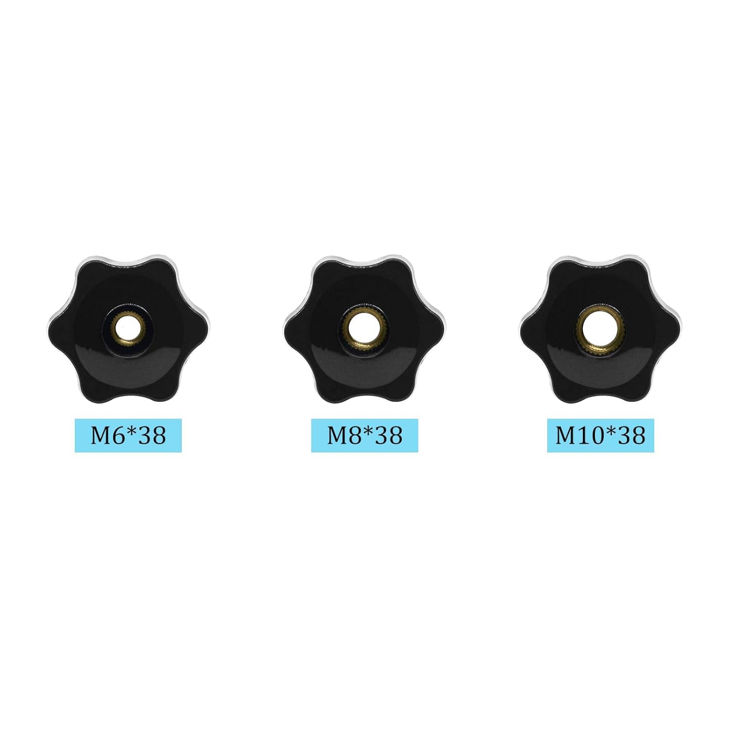 Black Plastic Star Knob - M8 Threaded Knurled Clamping Nut (12Pcs) for Lawn Mower Handle, Machinery & DIY Projects - Secure Grip & Easy Adjustment