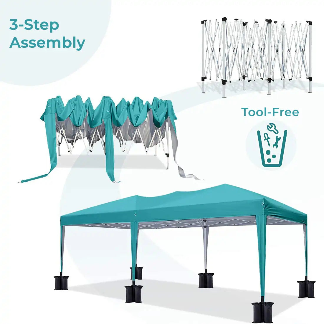 10'x20' EZ Pop Up Canopy Tent - Instant Shelter for Outdoor Events, Parties, Camping & Beach - Waterproof & UV Protection