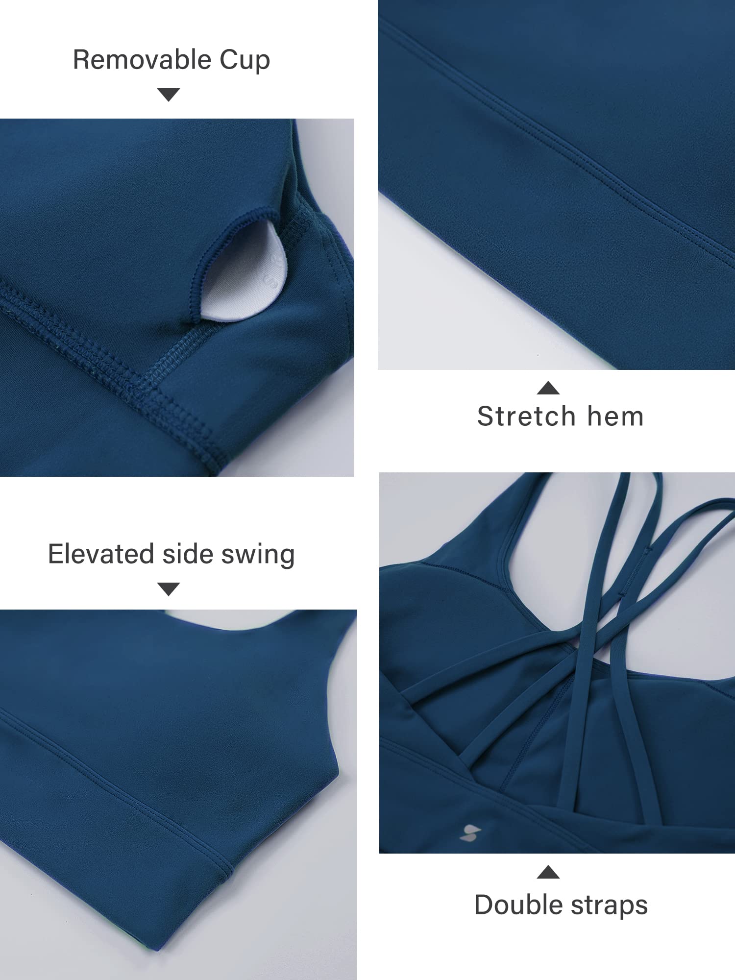 Stelle Women's Strappy Sports Bra - Full Coverage Criss Cross Back Yoga Bra with Padded Support for Workout, Running & Gym - Comfortable High Impact Activewear for Fitness & Yoga