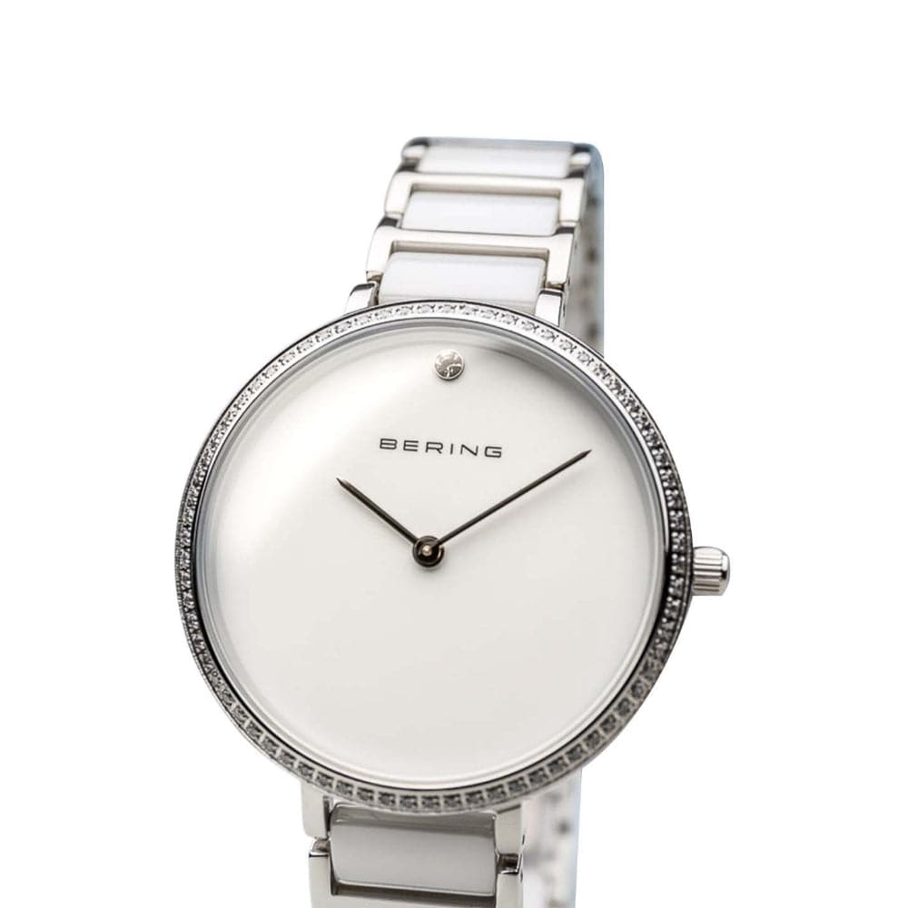 BERING 30534 Women's Watch - White Ceramic Band & Stainless Steel Case - Elegant Dress Watch for Office, Party & Everyday Wear