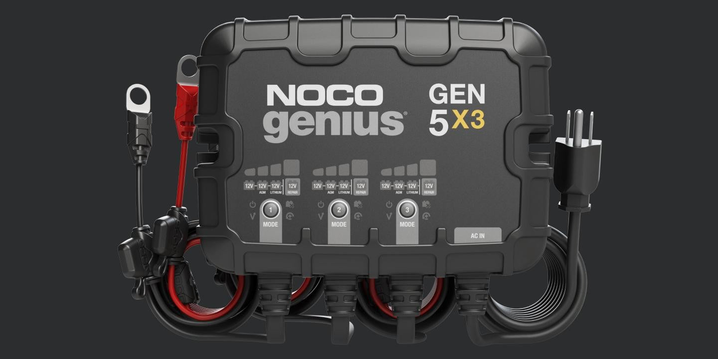 NOCO GENIUS 12V 3 Bank 15A Onboard Battery Charger for Marine, RV & Automotive - Maintains & Charges Multiple Batteries Simultaneously