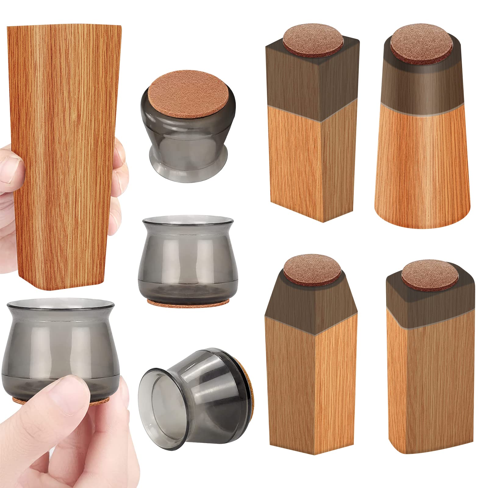 48-Piece Silicone Felt Chair Leg Floor Protectors - Non-Slip Furniture Pads for Hardwood Floors - Scratch & Noise Reduction Caps for Easy Chair Movement (Black) - Perfect for Dining Chairs, Office Chairs & Home Furniture Protection
