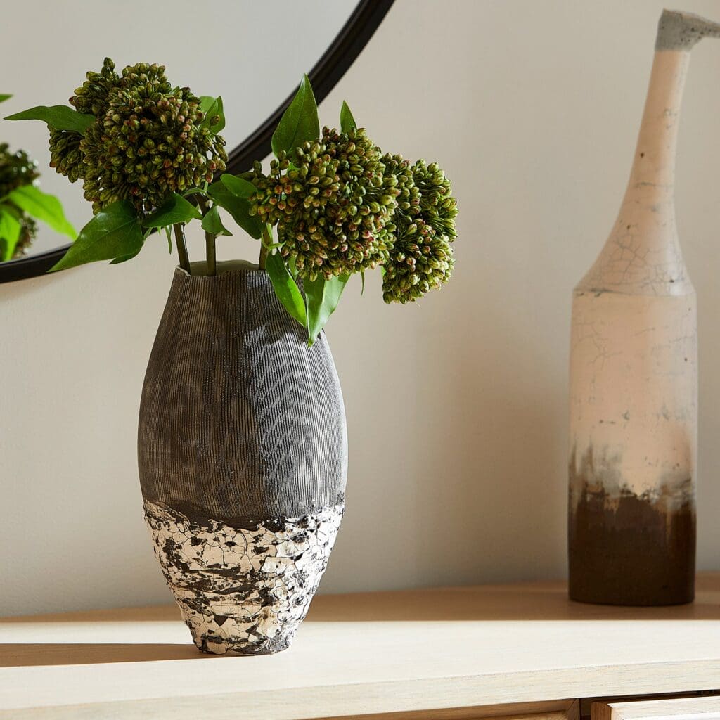 Cyan Design 11412 Calypso Vase - Medium Size Off White & Brown Ceramic Home Decor - Perfect for Living Room, Dining Table Centerpiece or Wedding Decorations
