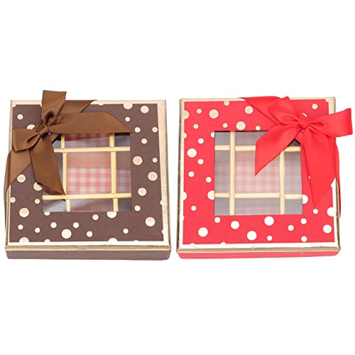 Zerodeko 2-Pack Chocolate Gift Box Set - 9 Grid Elegant Packaging for Wedding Favors, Valentine's Day Candy, Birthday Gifts & Party Treats - Perfect for Romantic Surprises and Special Occasions