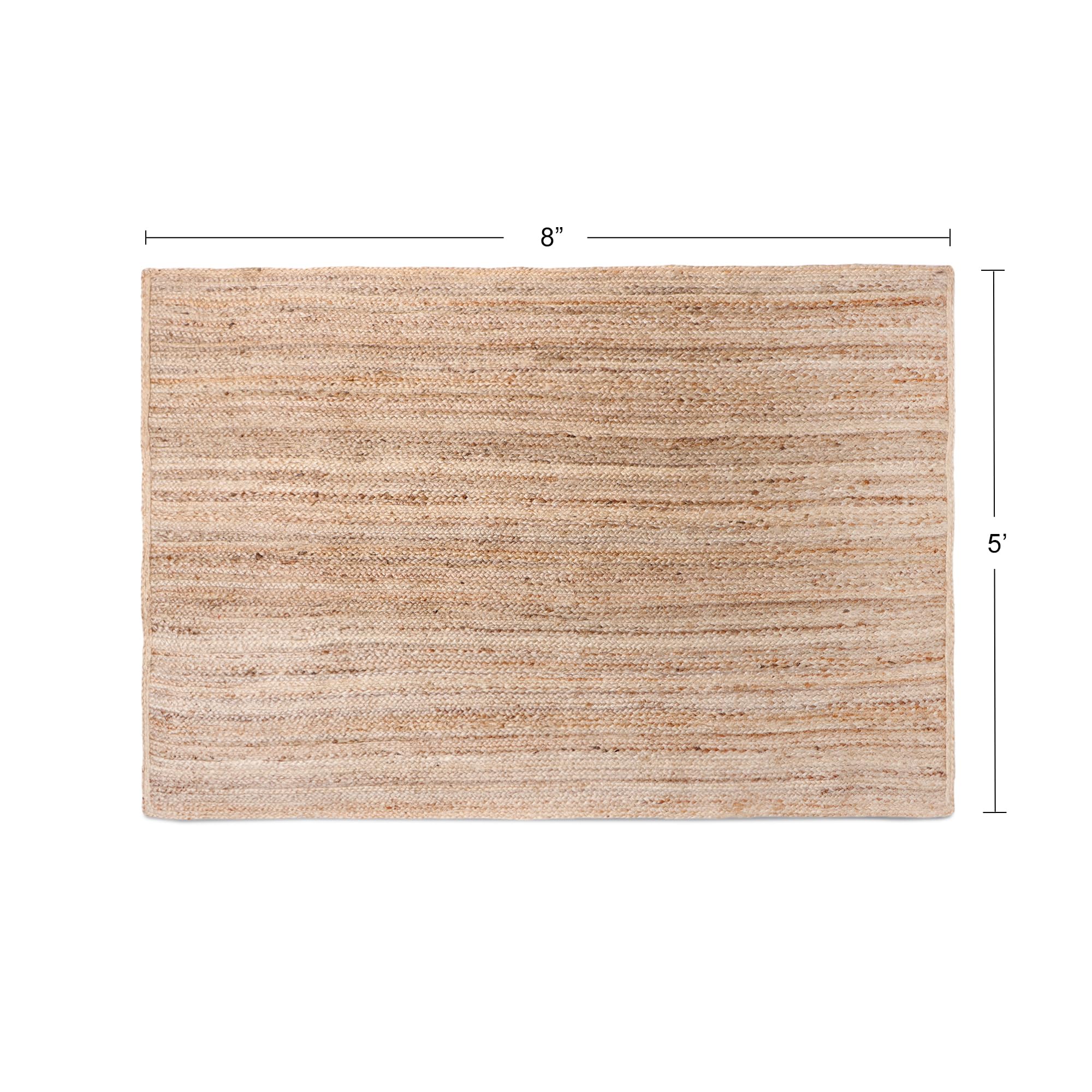 Handwoven 100% Natural Jute Rectangular Area Rug - Boho Farmhouse Decor for Bedroom, Living Room & Kitchen - Eco-Friendly Braided Floor Mat - 5'x8' Natural Fiber Rug for Cozy Home Aesthetic & Farmhouse Style