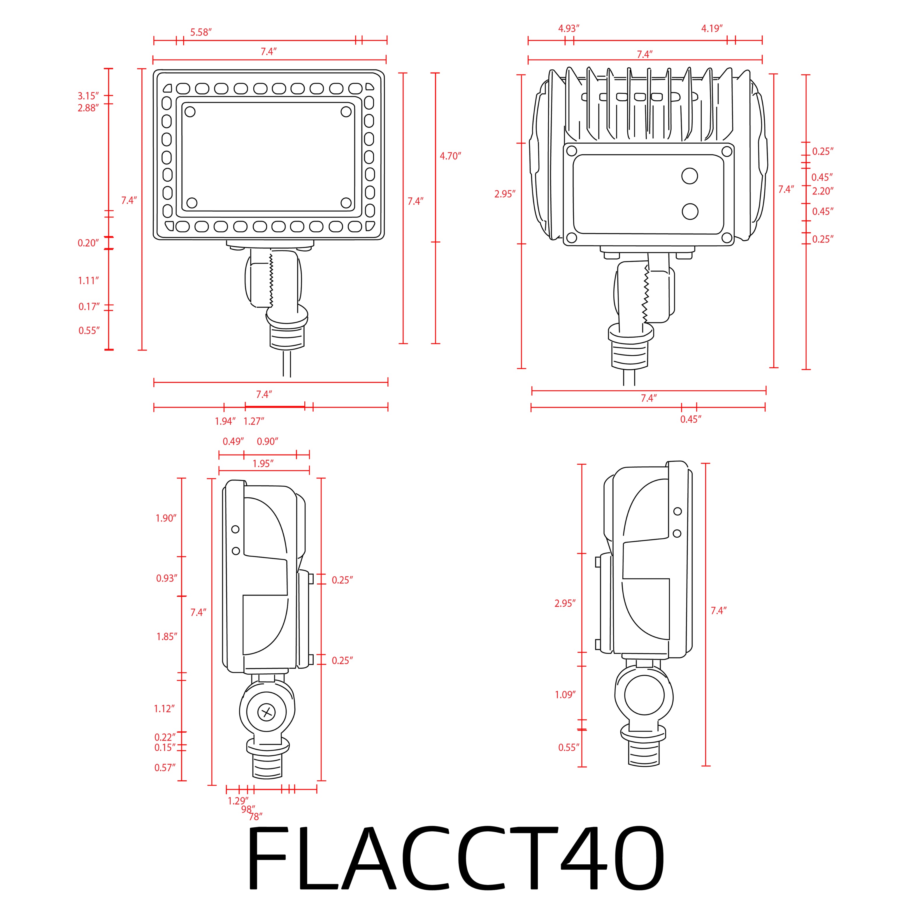 FLACCT40 4x/8x/12x Pack Aluminum 3CCT 20W 40W Low Voltage LED Landscape Flood Light - Outdoor Garden, Pathway, and Architectural Lighting