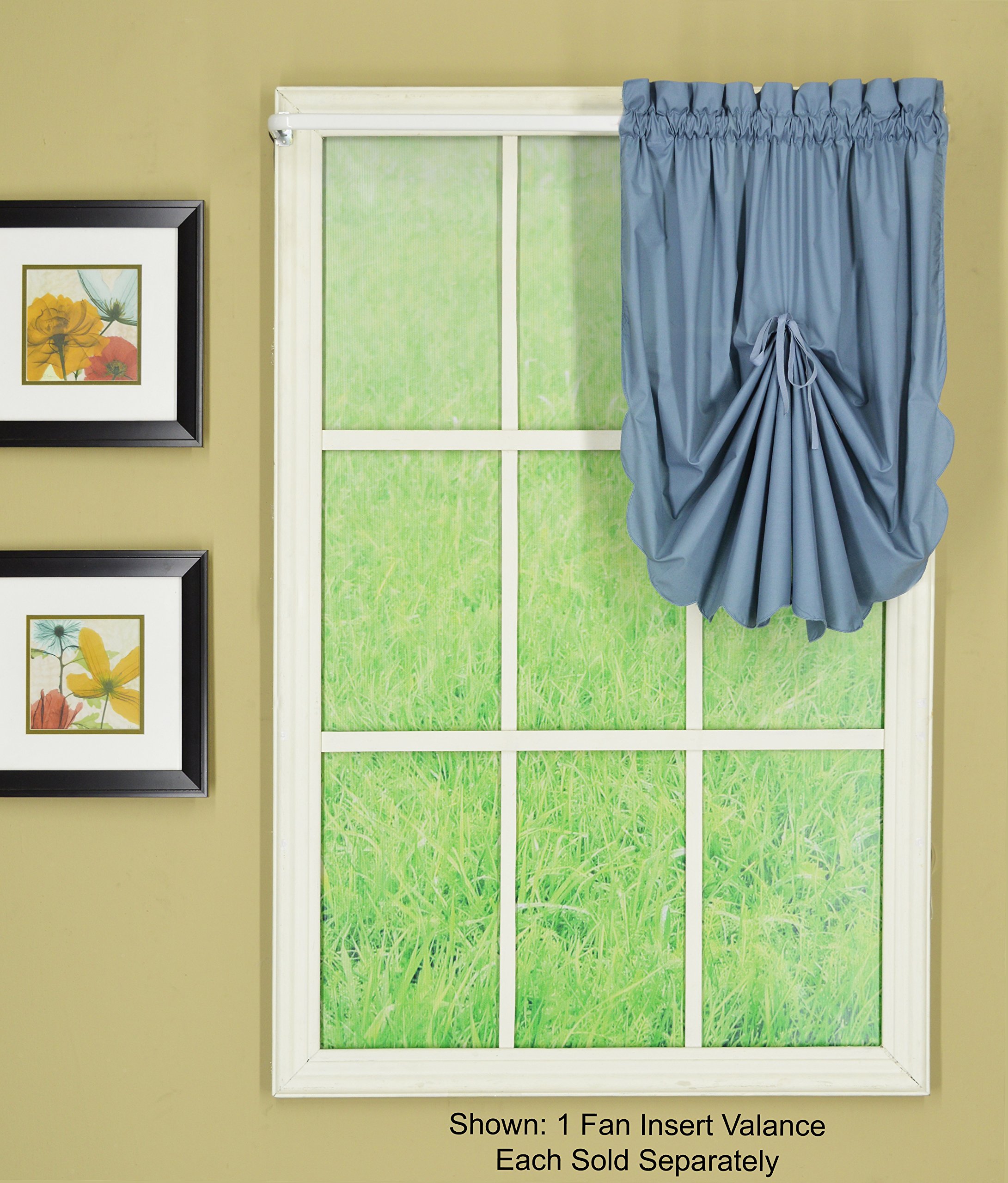 Orleans Scallop Curtain with Blue Fan Insert - 30
