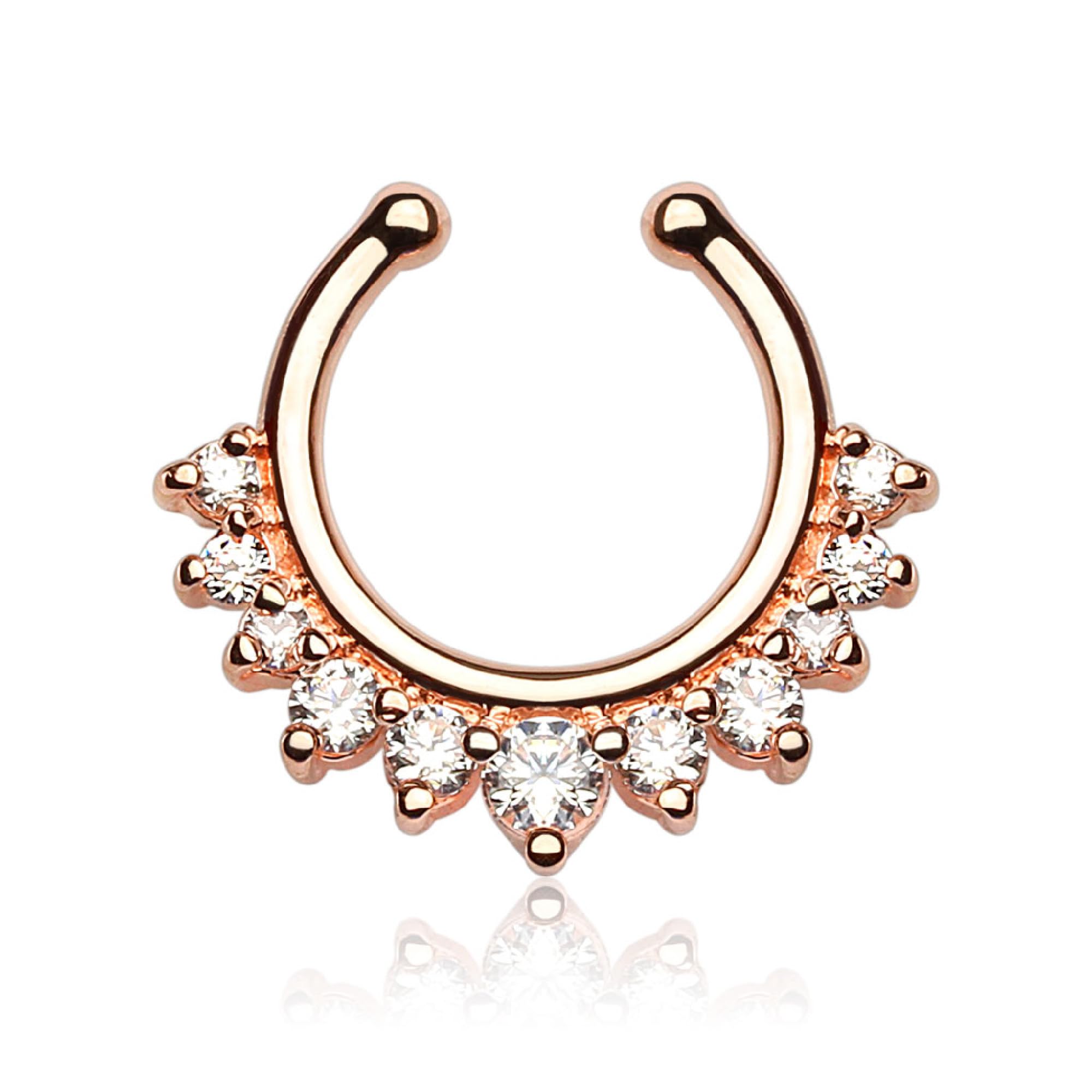 Non-Piercing Septum Ring - CZ Gem Clip On Fake Nose Ring Jewelry for Women & Teens (No Hole Required) | Perfect for Costumes, Parties & Everyday Fashion Accessories