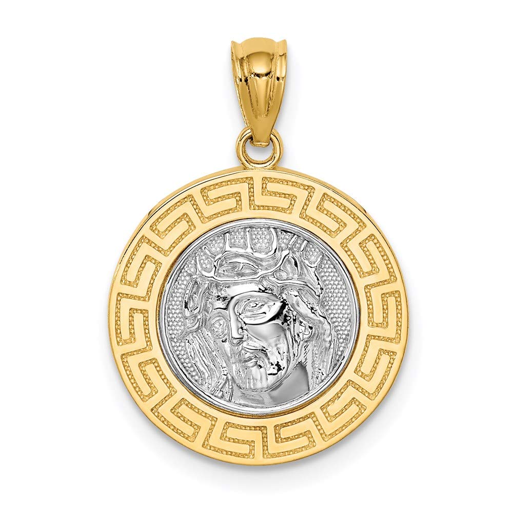 14K Yellow Gold Rhodium Plated Jesus Medal Pendant Charm - Religious Jewelry for Necklace, Gift, Baptism & Everyday Wear