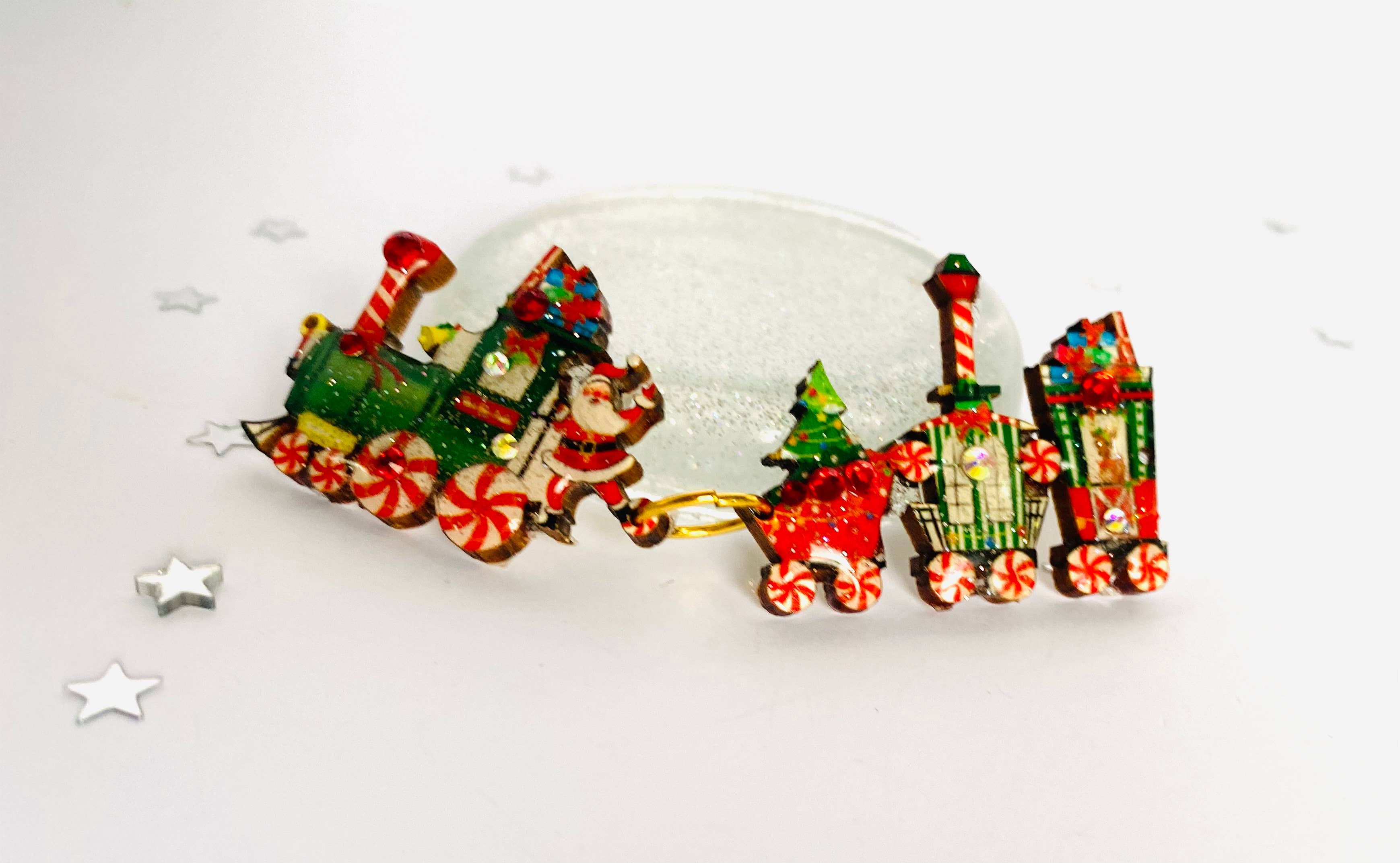 Vintage Christmas Train Brooch by Rosie Rose Parker - Elegant Holiday Jewelry for Women, Perfect for Christmas Parties & Festive Outfits