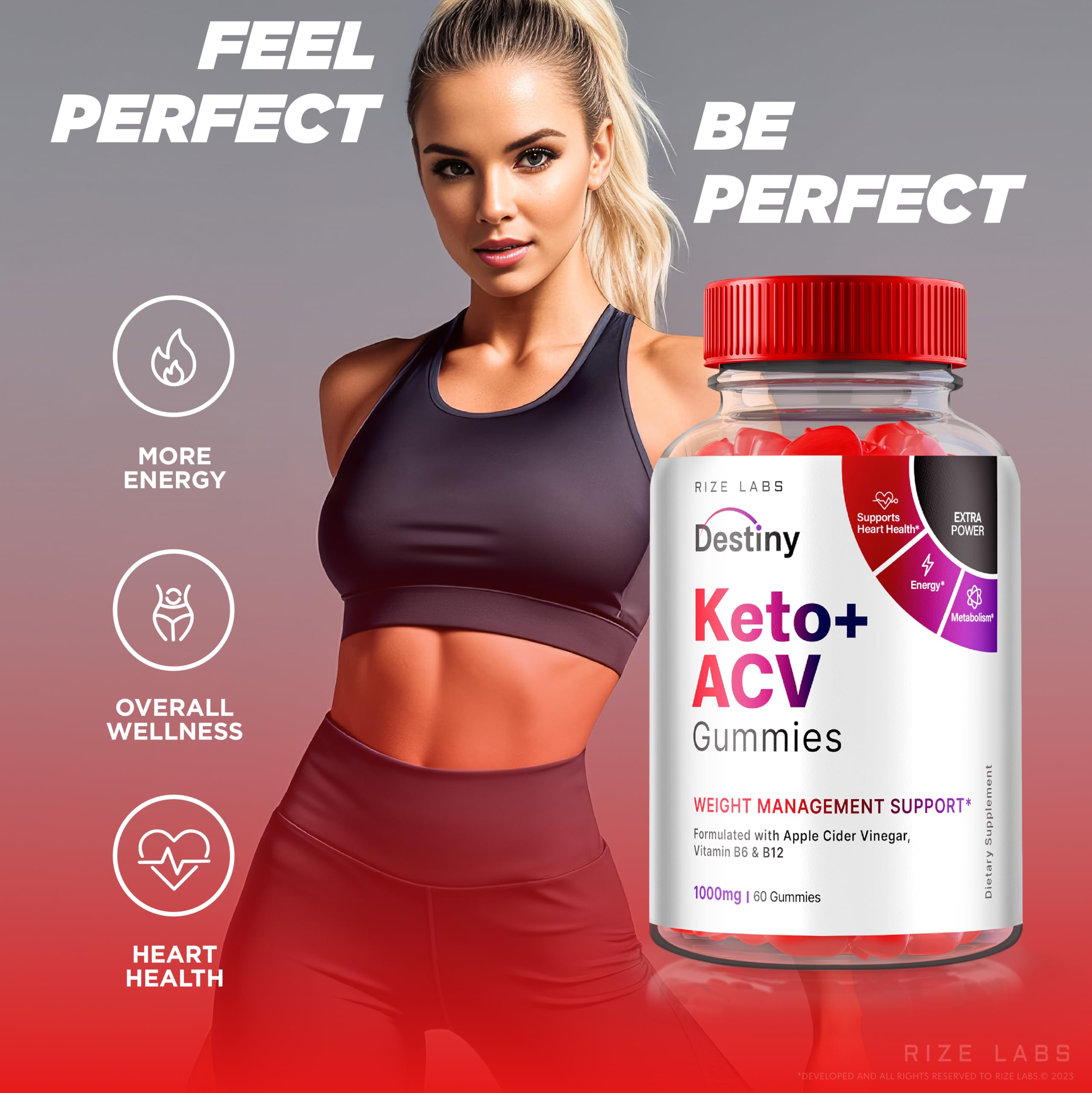 Destiny Keto+ ACV Gummies - Advanced Apple Cider Vinegar Weight Loss Supplement (60 Count) | Supports Ketosis, Metabolism & Appetite Control | Perfect for Keto Diet & Healthy Lifestyle