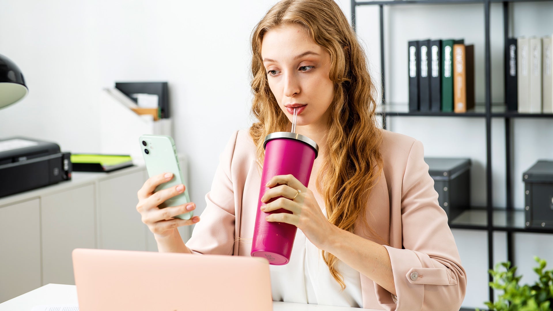 24oz Double Wall Vacuum Insulated Stainless Steel Tumbler with Straw Lid - Scribe Purple | Leakproof Travel Mug for Coffee, Tea & Cold Drinks | Perfect for Office, Gym & Outdoor Activities