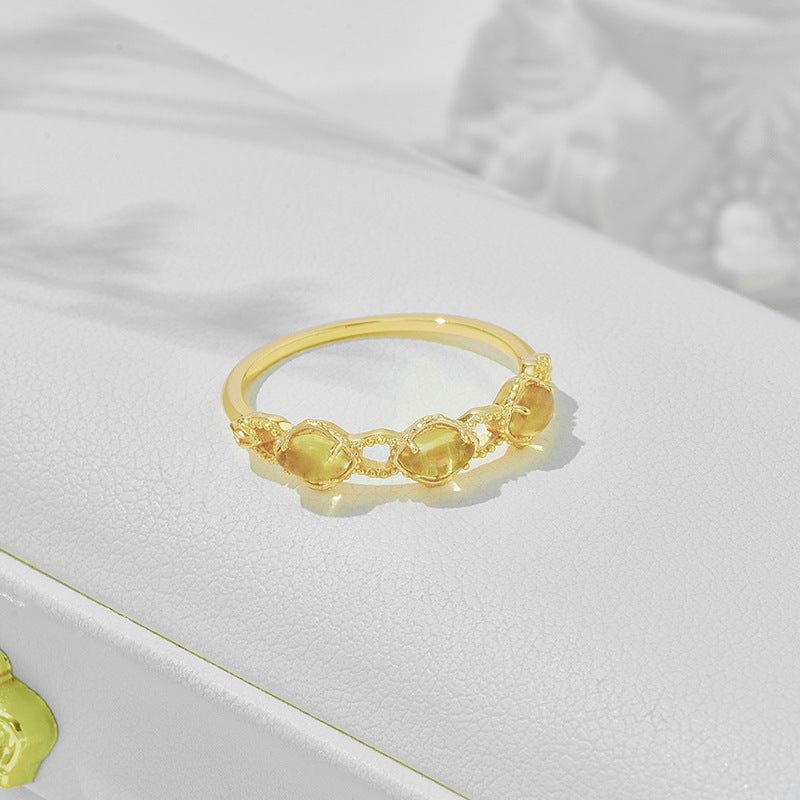 14K Gold Citrine Ring for Women - November Birthstone Jewelry, Yellow Gemstone Ring, Elegant Gift for Mom, Wife, or Girlfriend | Perfect for Birthdays, Anniversaries, and Special Occasions | TB2051