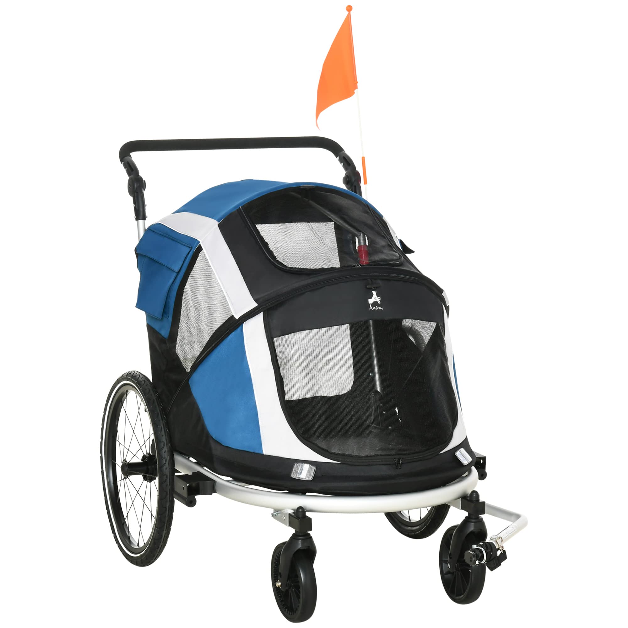 Aosom 2-in-1 Pet Bike Trailer & Dog Stroller - Foldable Bicycle Cart Carrier with Safety Leash for Small Pets | Perfect for Cycling Adventures & Outdoor Walks