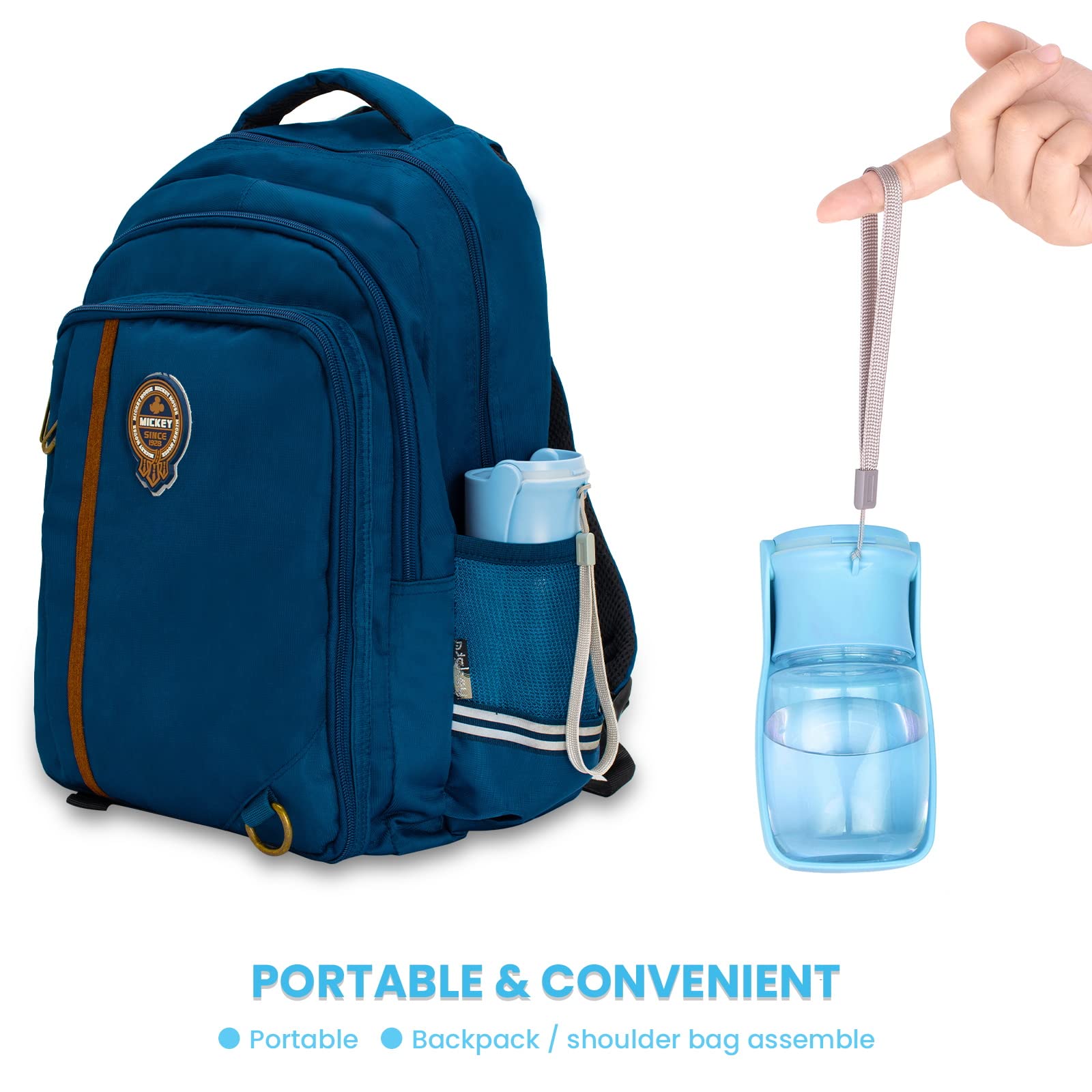 Foldable Dog Water Bottle - Portable Pet Water Dispenser for Dogs & Cats | Leak Proof Travel Water Bottle with Food Grade Plastic | Perfect for Outdoor Walking, Hiking, Camping & Travel (Sky Blue)
