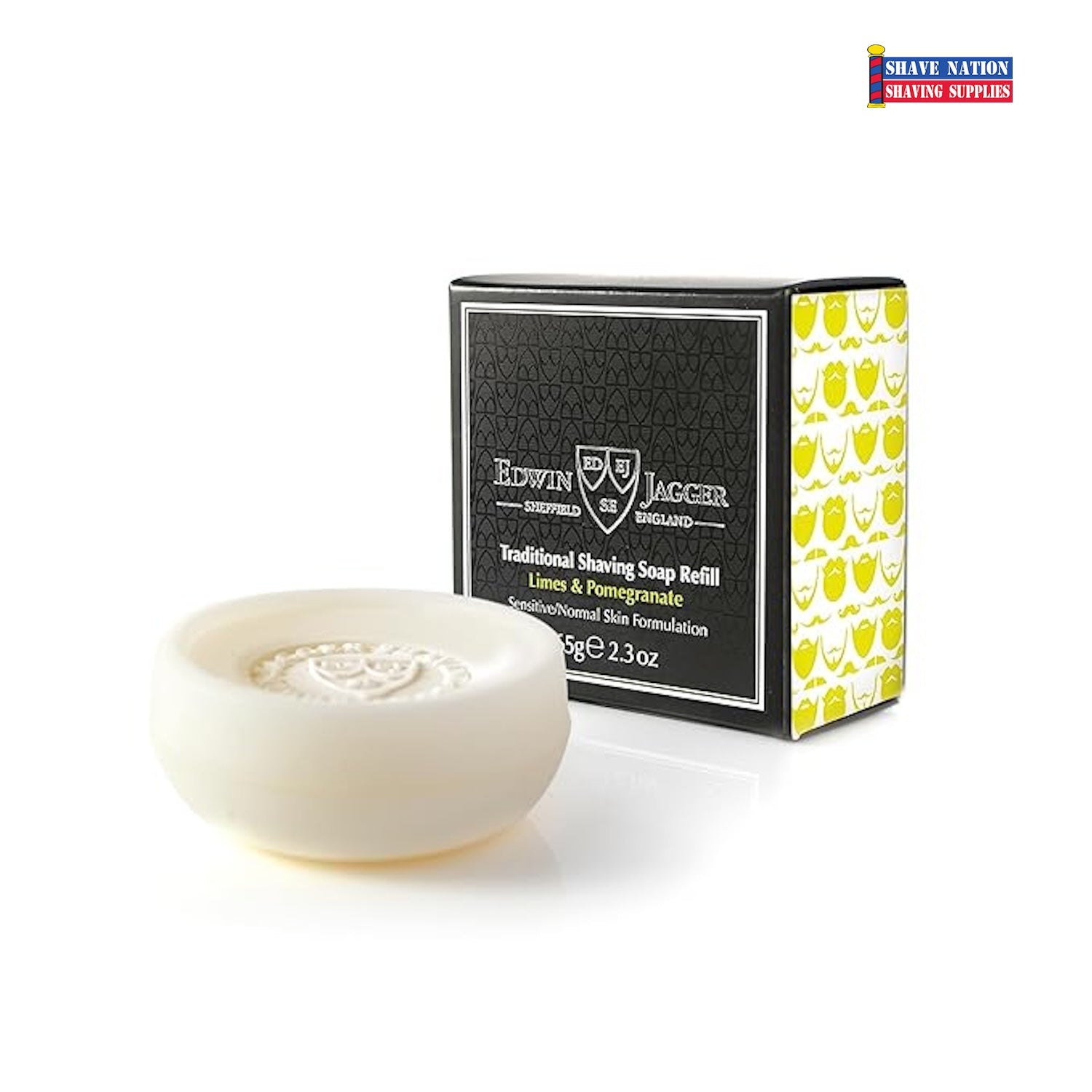 Edwin Jagger Limes & Pomegranate Shaving Soap Refill - 100g Luxury Shave Soap for Men - Perfect for Sensitive Skin & Wet Shaving Routine - Ideal for Home & Travel Use