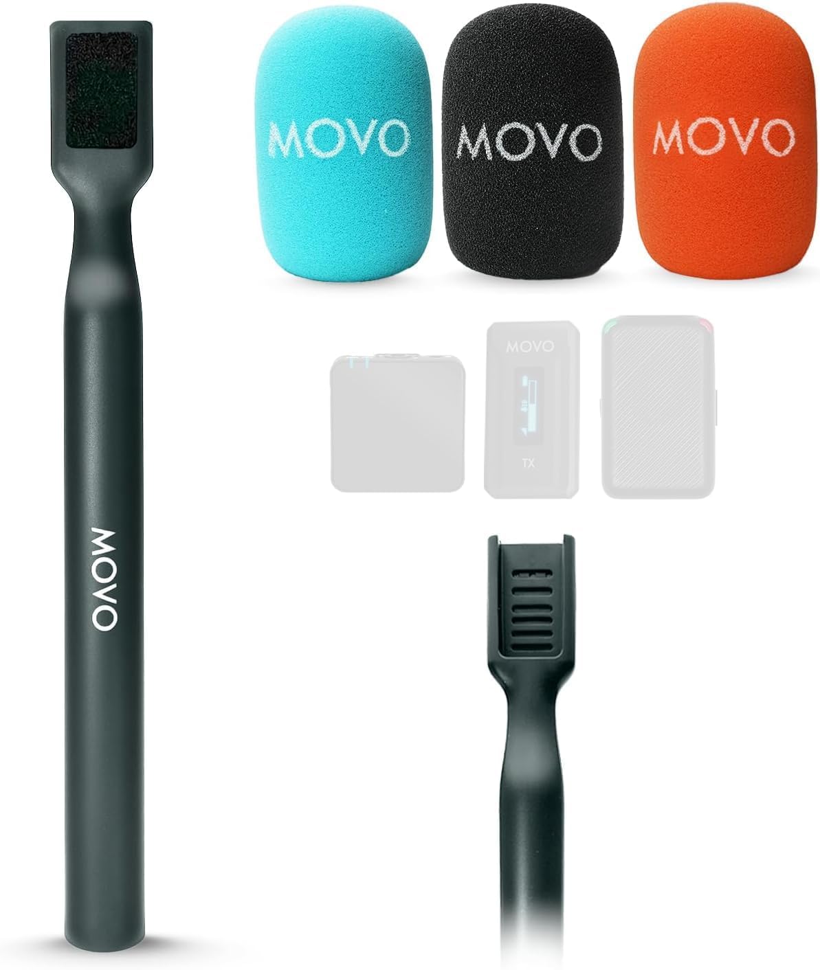 Movo WMX-HM Universal Wireless Microphone Handle - Compatible with DJI Mic, Rode Wireless GO, Hollyland Lark - Lavalier Mic Adapter for Vlogging, Interviews, Podcasting, YouTube & Live Streaming - Perfect for Content Creators, Journalists & Broadcasters
