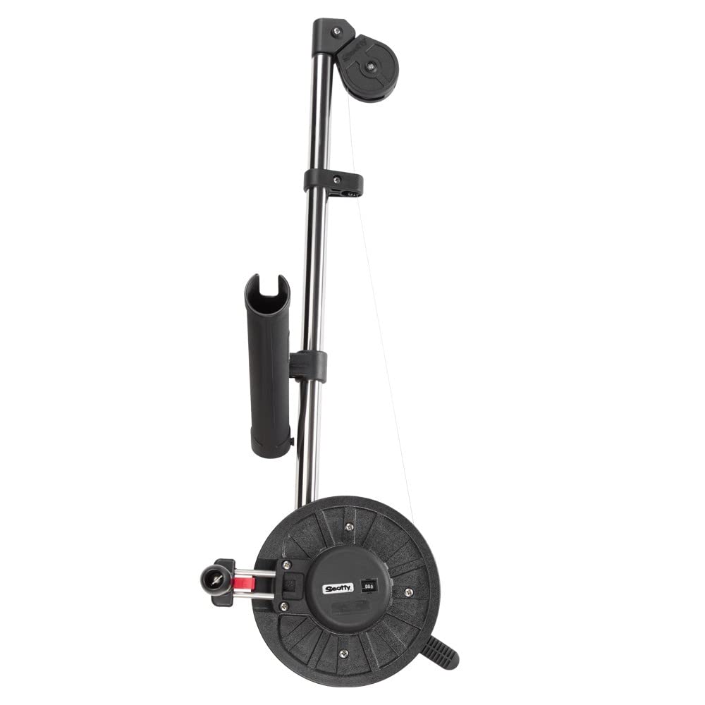 Scotty #1085 Strongarm Manual Downrigger with 30-Inch Boom and Rod Holder - Heavy Duty Fishing Downrigger for Trolling, Salmon Fishing, and Deep Water Angling - Black