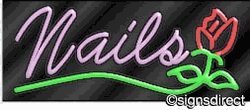 Custom Neon Sign with Nails Graphic - 363 Size, Clear Plexiglass Frame - Perfect for Nail Salons, Home Decor & Gift Ideas