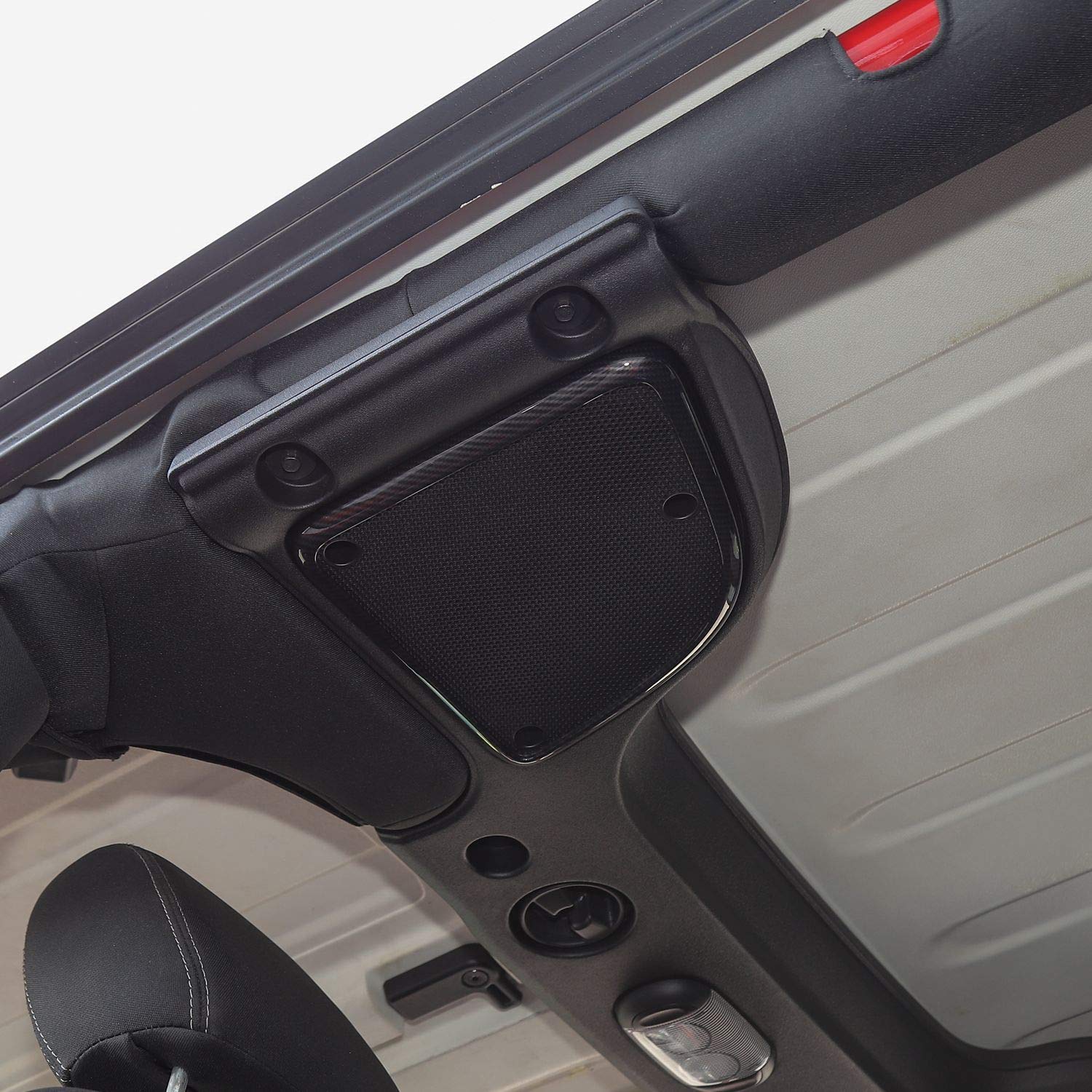 ABS Carbon Fiber Roof Top Speaker Audio Trim for 2015-2018 Jeep Wrangler JK JKU (2-Piece Set) - Premium Sound Enhancement for Off-Road Adventures & Outdoor Music