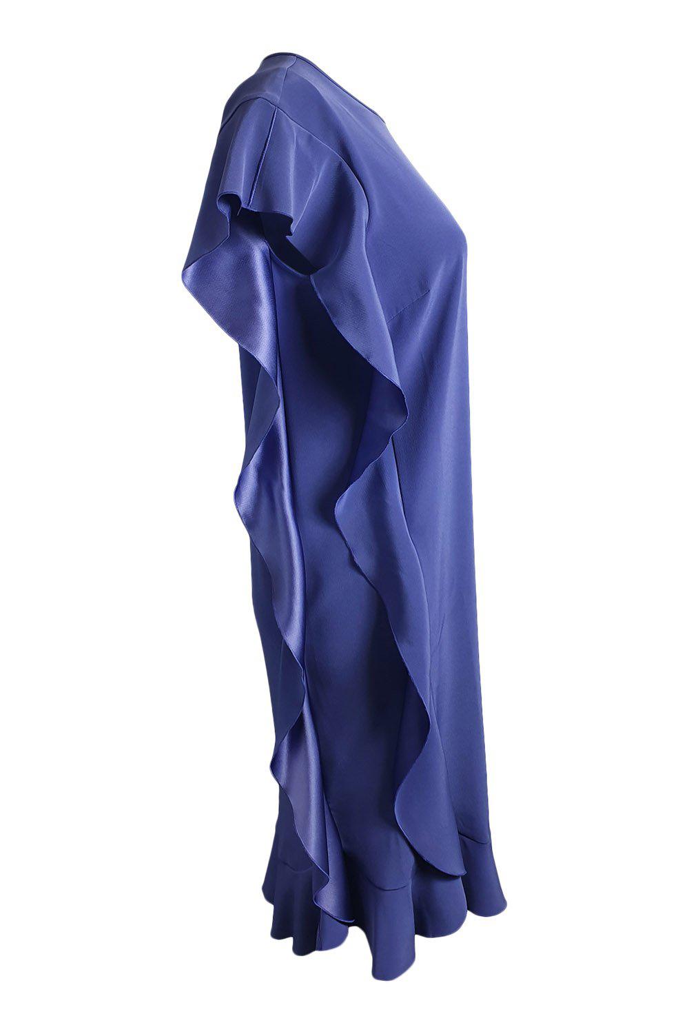 LUISA CERANO Women's Purple Ruffle Side Sleeveless Knee Length Dress (Size DE 34 | UK 8) - Perfect for Cocktail Parties, Weddings & Summer Events