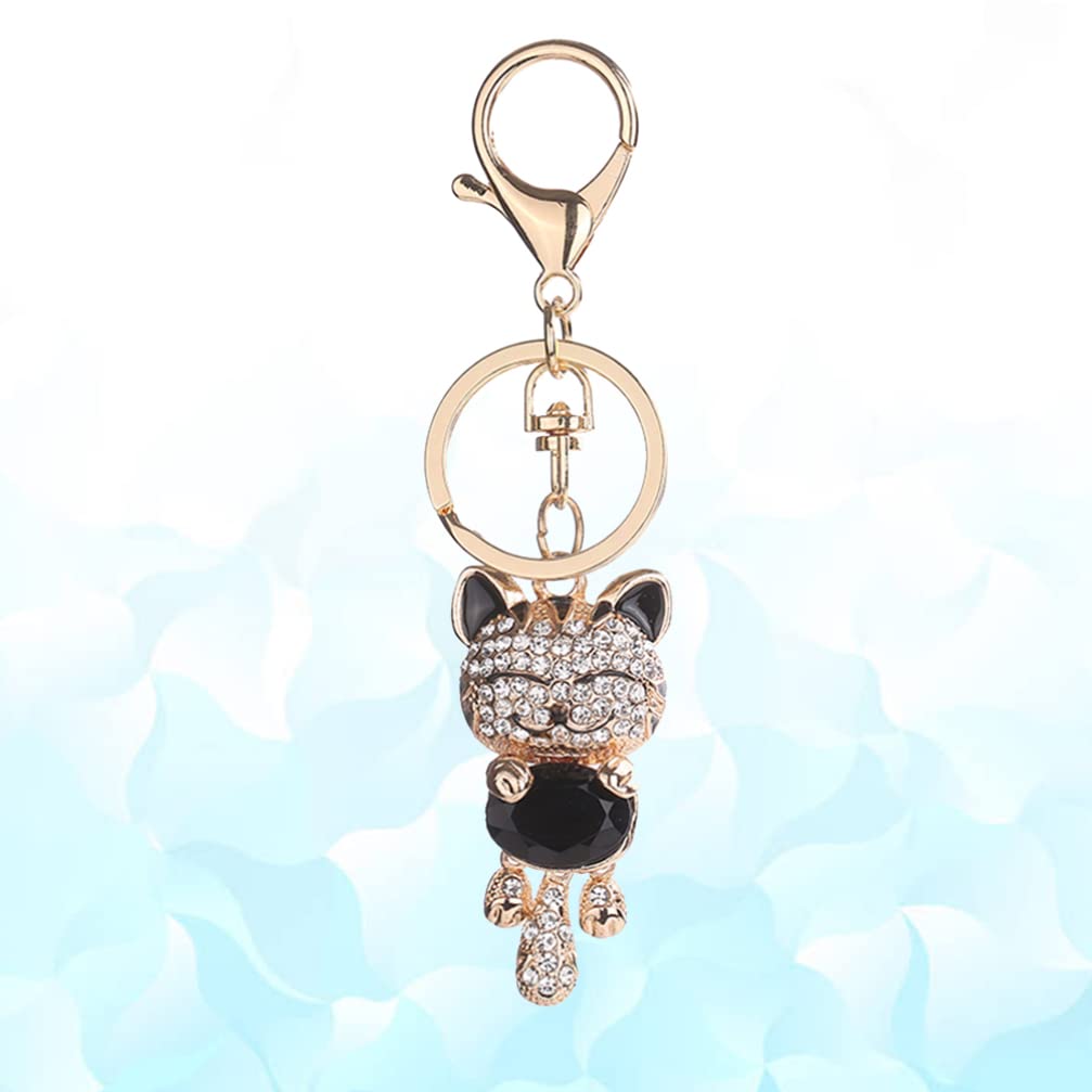 Lucky Cat Keychain - Crystal Maneki Neko Charm for Purse & Backpack - Fengshui Wealth Attractor for Travel & Daily Use