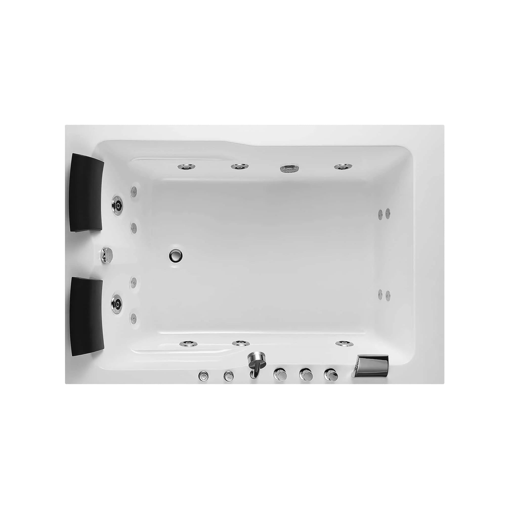 Empava 71-Inch Alcove Whirlpool Bathtub for 2 Persons - 16 Jets, Right Drain, Rectangular Design - Perfect for Master Bathroom Relaxation and Spa Experience at Home
