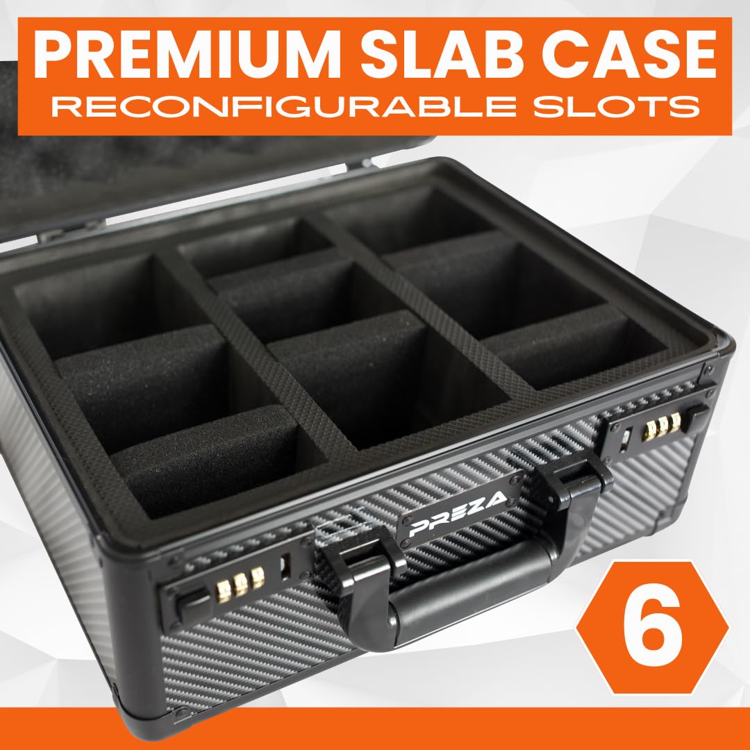 PREZA Graded Card Storage Box - Premium Trading Card Case for PSA, BGS & CGC Graded Sports & TCG Collectibles - Carbon Fiber Slab Protector (Large Size) - Perfect for Displaying & Protecting Valuable Baseball, Pokemon & Magic Cards