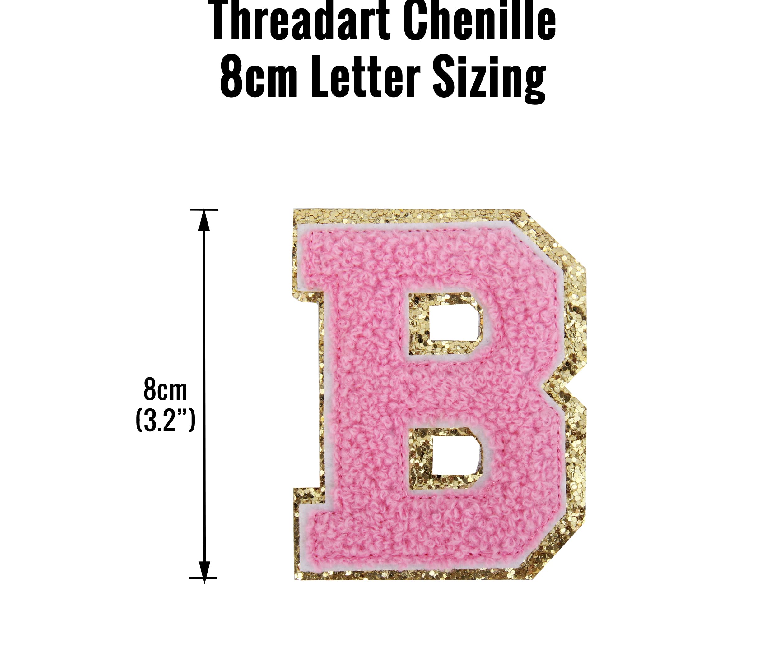 3 Pack Lavender Chenille Iron-On Glitter Varsity Letter Patches (8cm Tall 