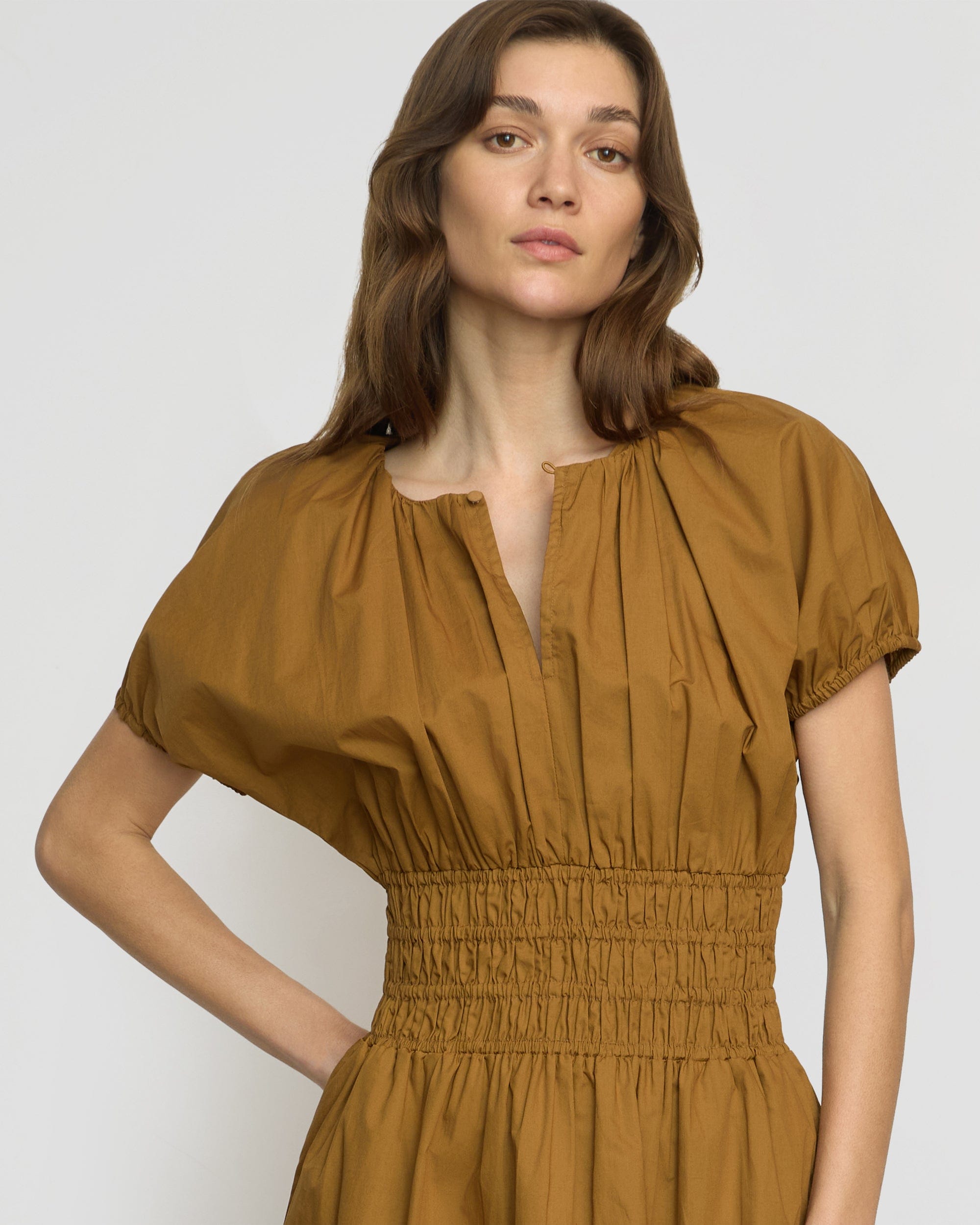 Kaci Women's Organic Cotton Cinched Waist Dress - Flowy Summer Dress for Beach, Brunch & Casual Outings