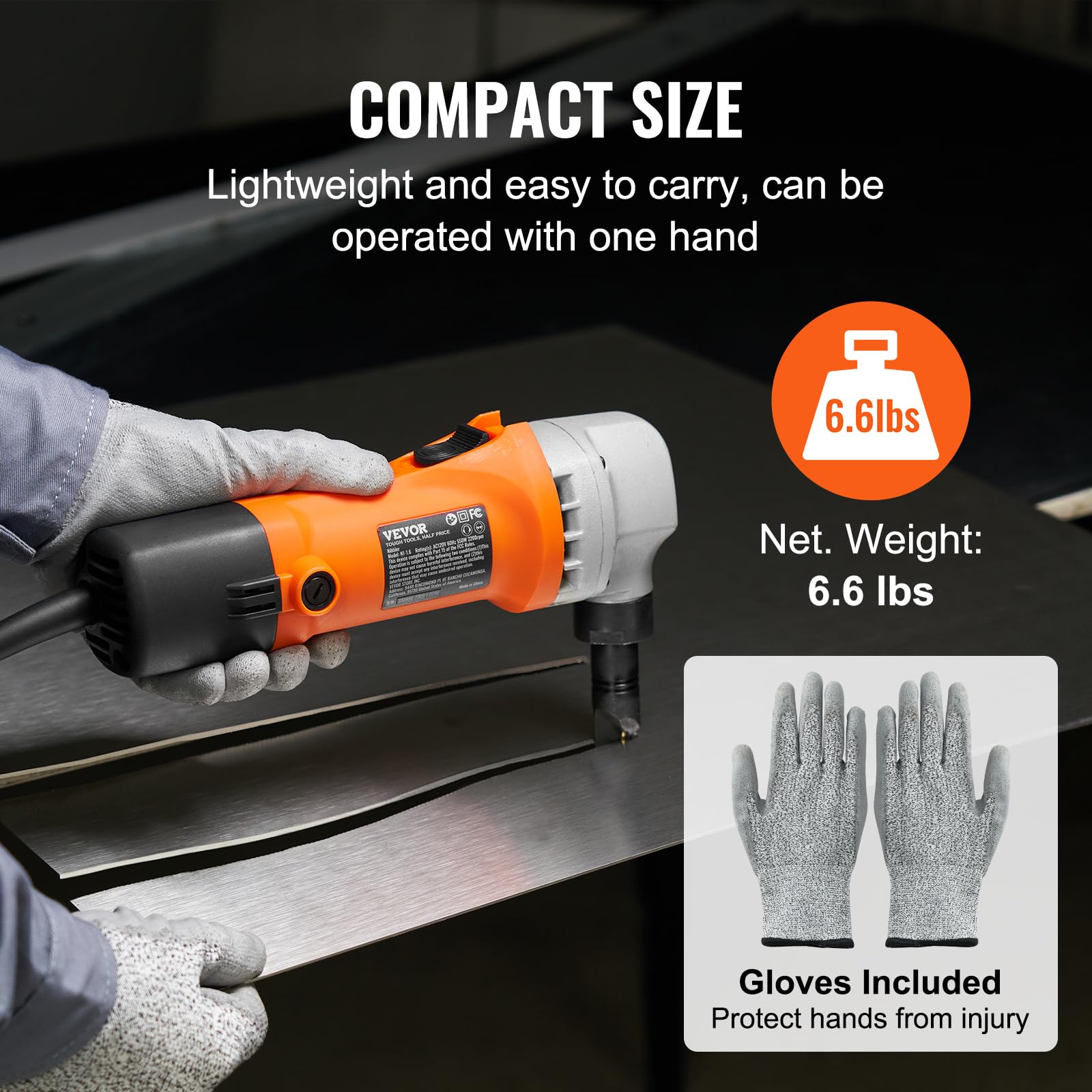 VEVOR 550W Electric Sheet Metal Nibbler - 2200 RPM High Speed Cutter with 360° Rotation for Stainless Steel, Aluminum, Plastic & Wood | Perfect for Straight, Curved & Circular Cuts in DIY Projects, Metal Fabrication & Home Renovations