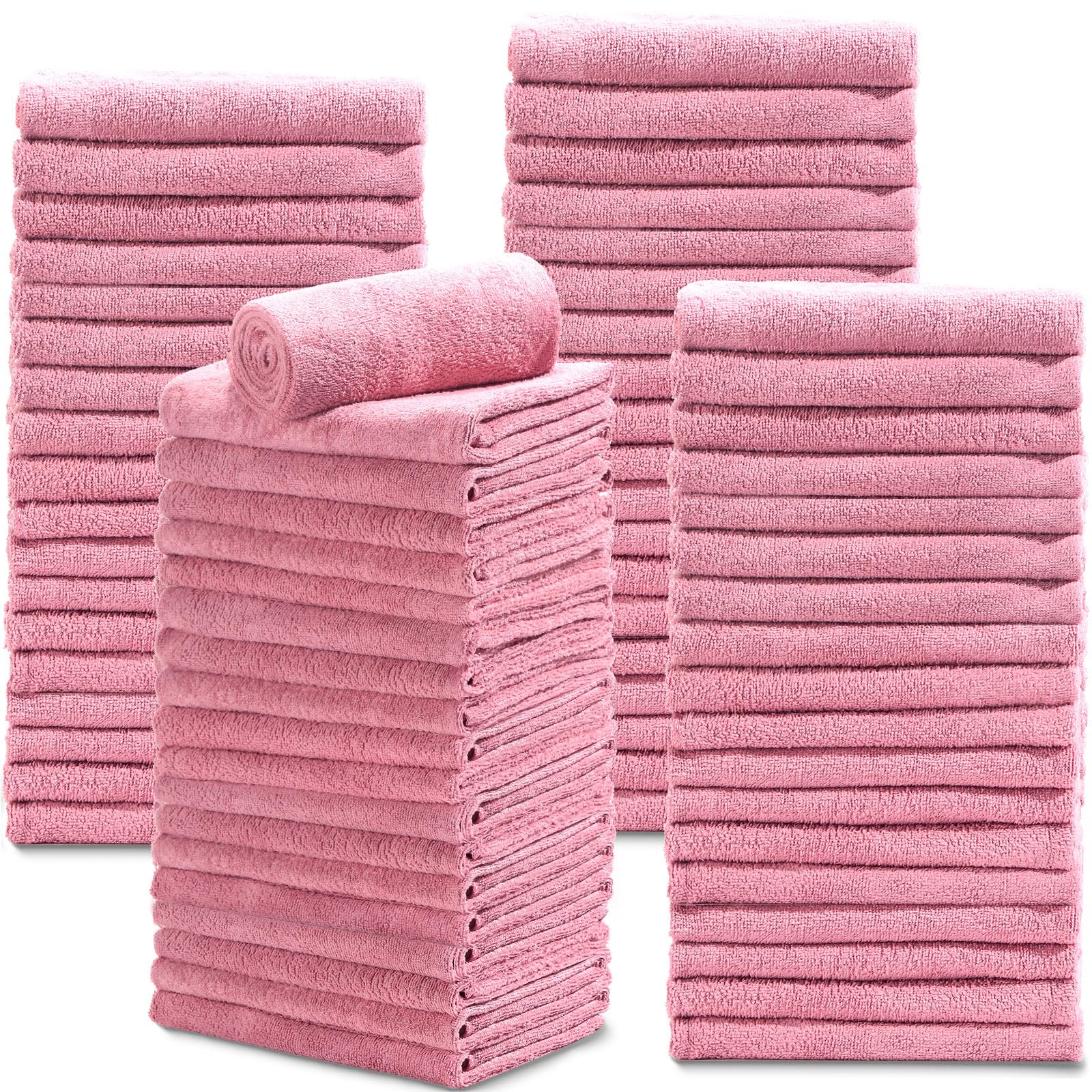 Newwiee 72 Pack Microfiber Salon Towels - 18x30 Inch Bleach Proof, Lint Free Bulk Towels for Hair Drying, Gym, Bath, Spa & Barber Use - Soft & Absorbent Hand Towels (Pink) - Perfect for Salon Professionals, Home Spa & Fitness Enthusiasts