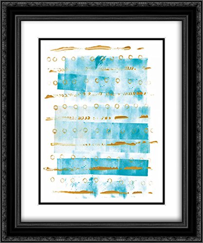 Wild Apple Portfolio 15x17 Inch Black Ornate Framed Double Matted Museum Art Print - Ocean Blue I - Perfect for Living Room, Bedroom & Office Wall Decor