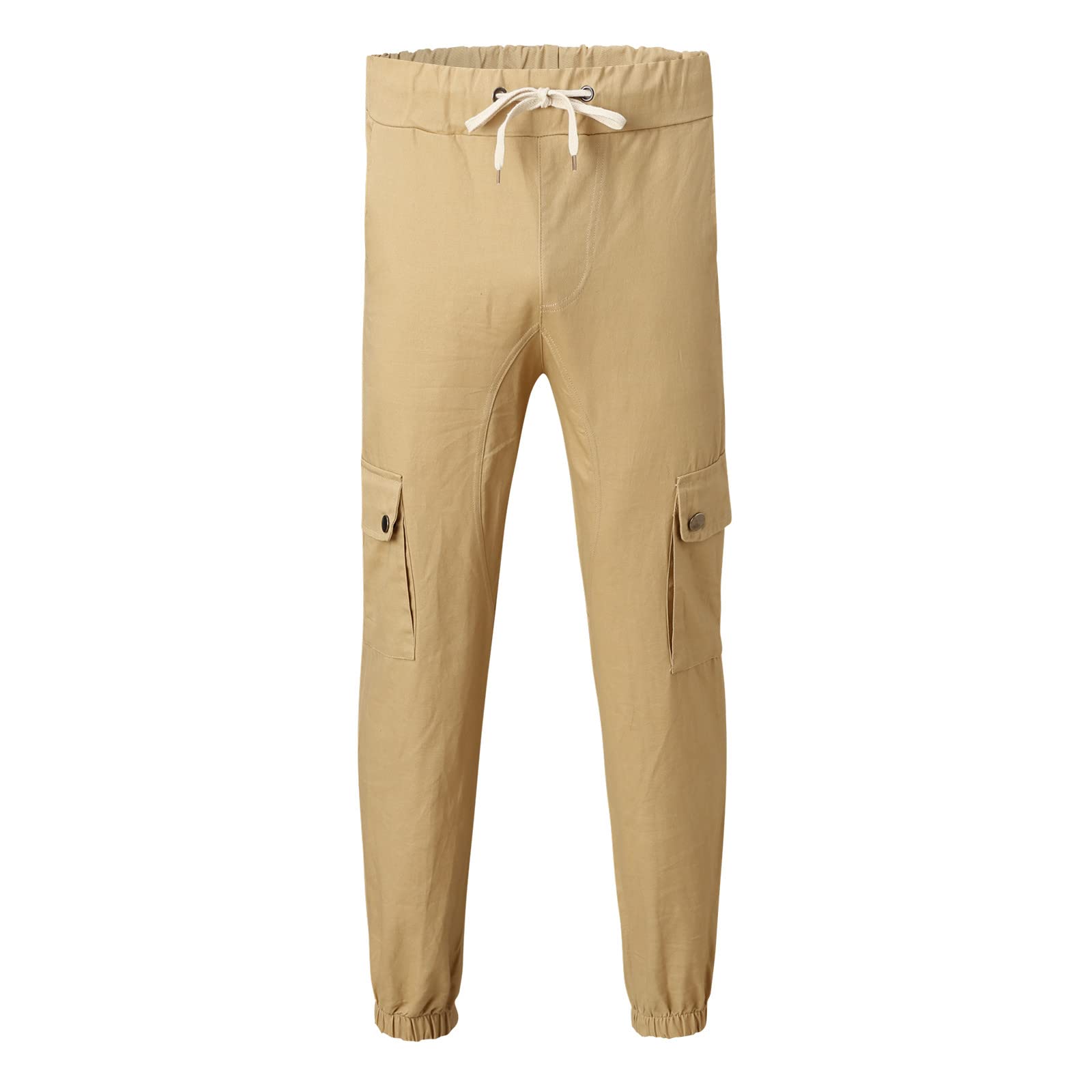 Men's Cargo Pants - Stylish Cropped Casual Trousers with Multiple Pockets | Solid Color Autumn Pants for Outdoor & Streetwear Fashion | Perfect for Hiking, Travel & Everyday Wear
