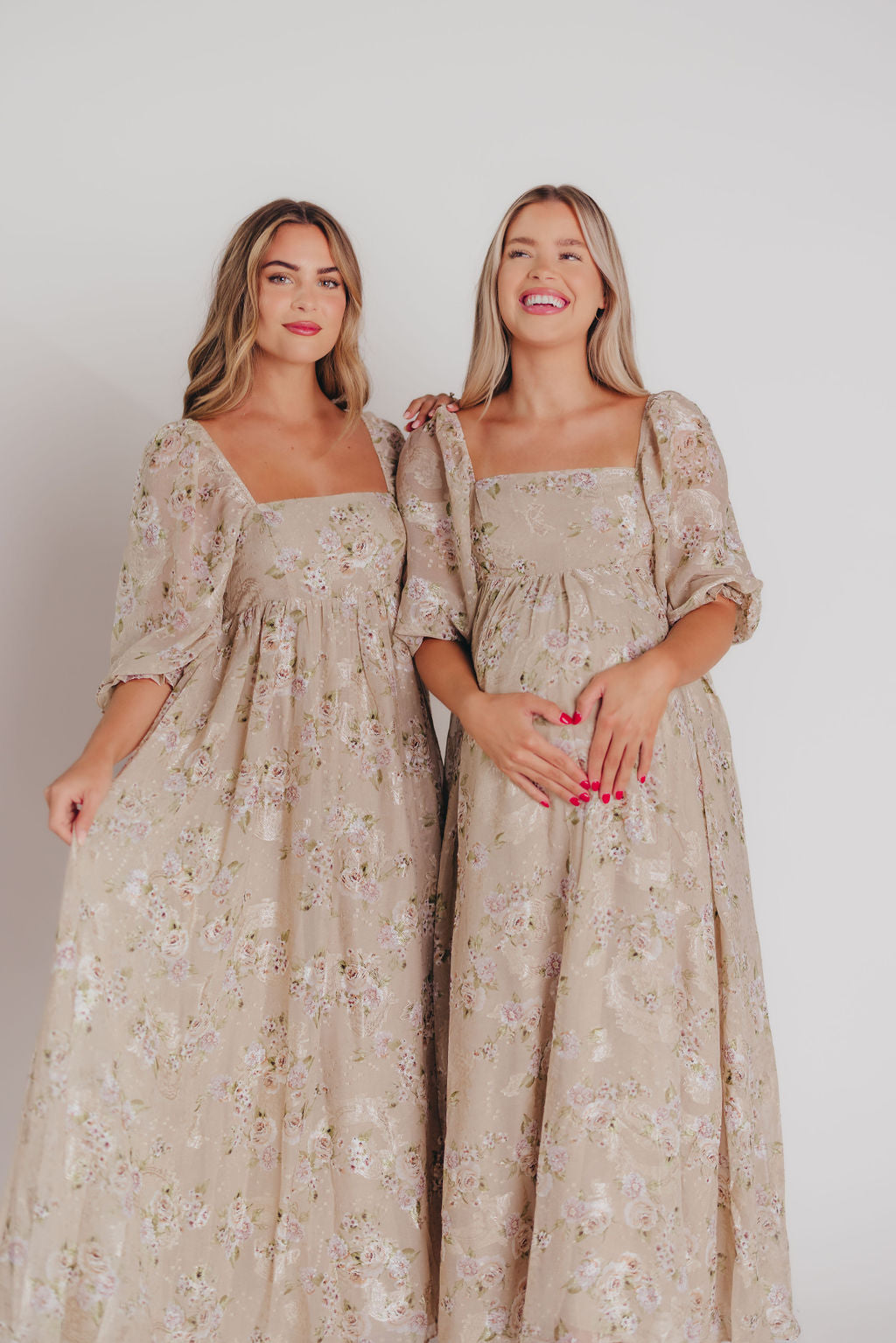 Elegant Mona Maxi Dress in Beige & Brown Floral Print - Women's Boho Summer Dress for Beach, Vacation & Casual Wear | Restocking August