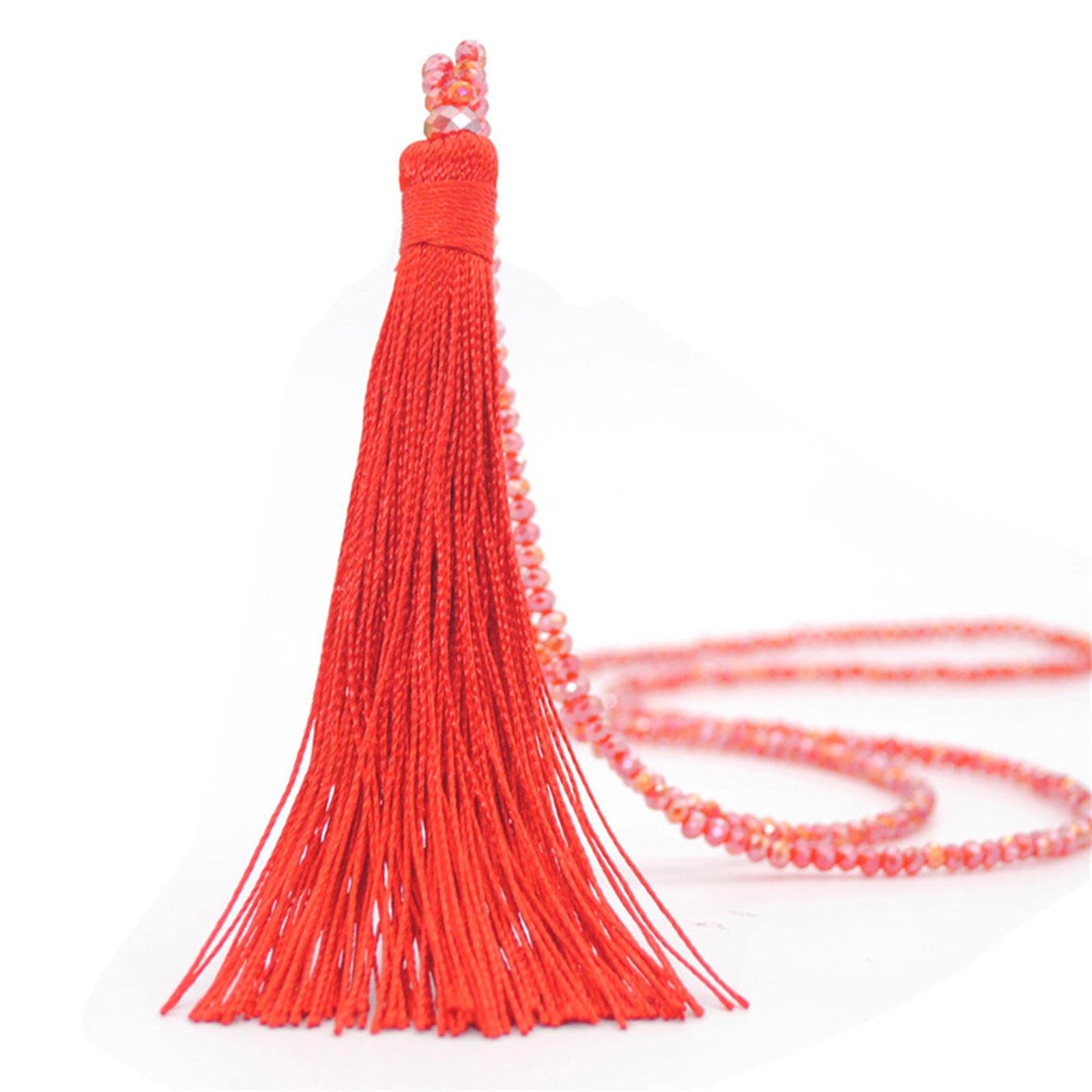 Handmade Bohemian Crystal Beaded Tassel Necklace for Women - Vintage Multicolor Strand Beaded Jewelry, Perfect Birthday Gift for Girls & Women | Great for Parties, Weddings & Boho Fashion Accessories