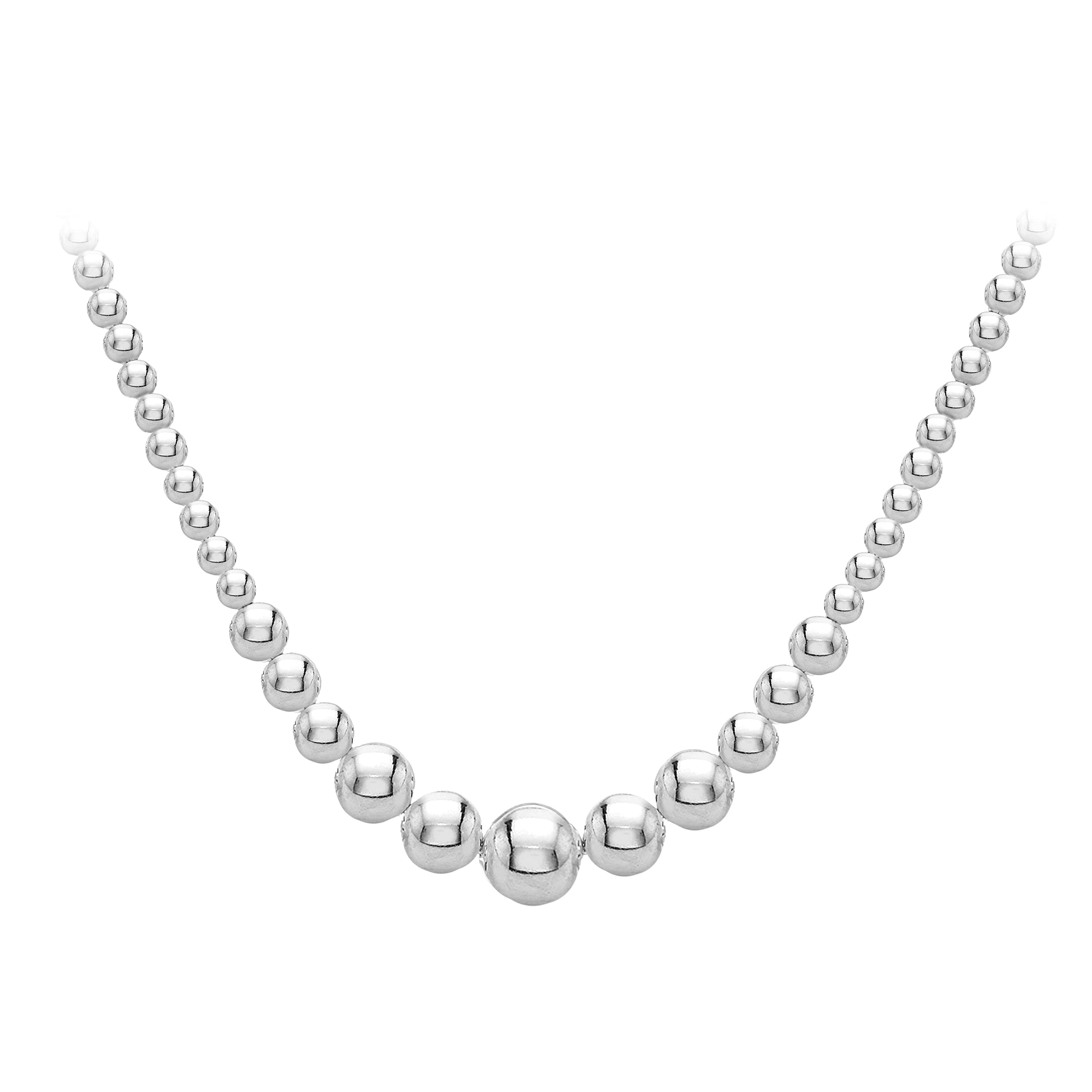 Tuscany Sterling Silver Graduated Beads Necklace for Women - 18 Inch (46cm) Elegant Layered Chain Jewelry for Parties, Weddings & Everyday Wear