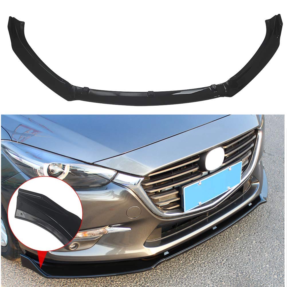 YOUNGERCAR Front Bumper Lip for Mazda 3 Axela 2017-2018 - Gloss Black PP for Sporty Look
