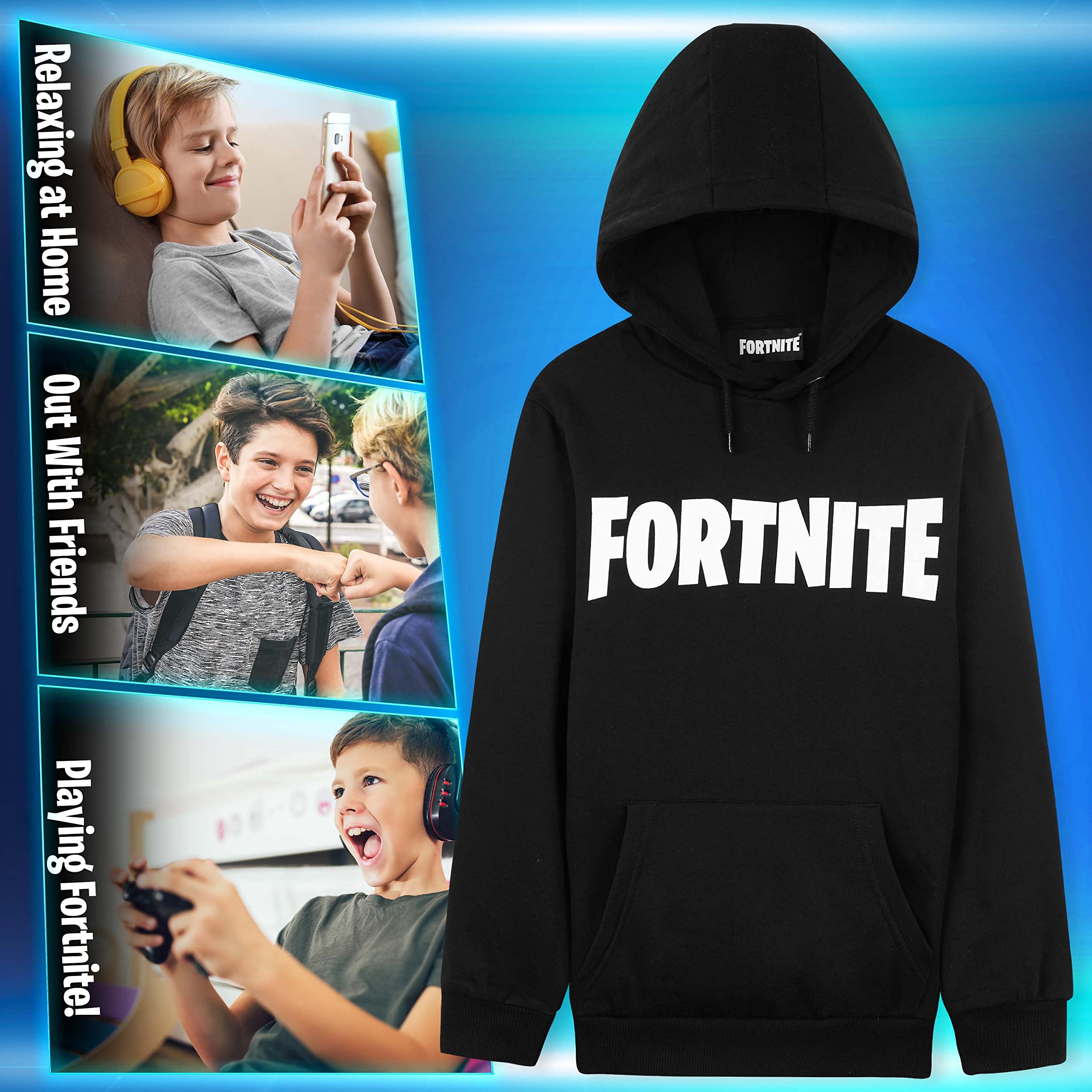 Official FORTNITE Hoodie for Boys & Kids - Gaming Jumper Sweatshirt | Perfect Gift for Gamers | Wear for Gaming Parties & School