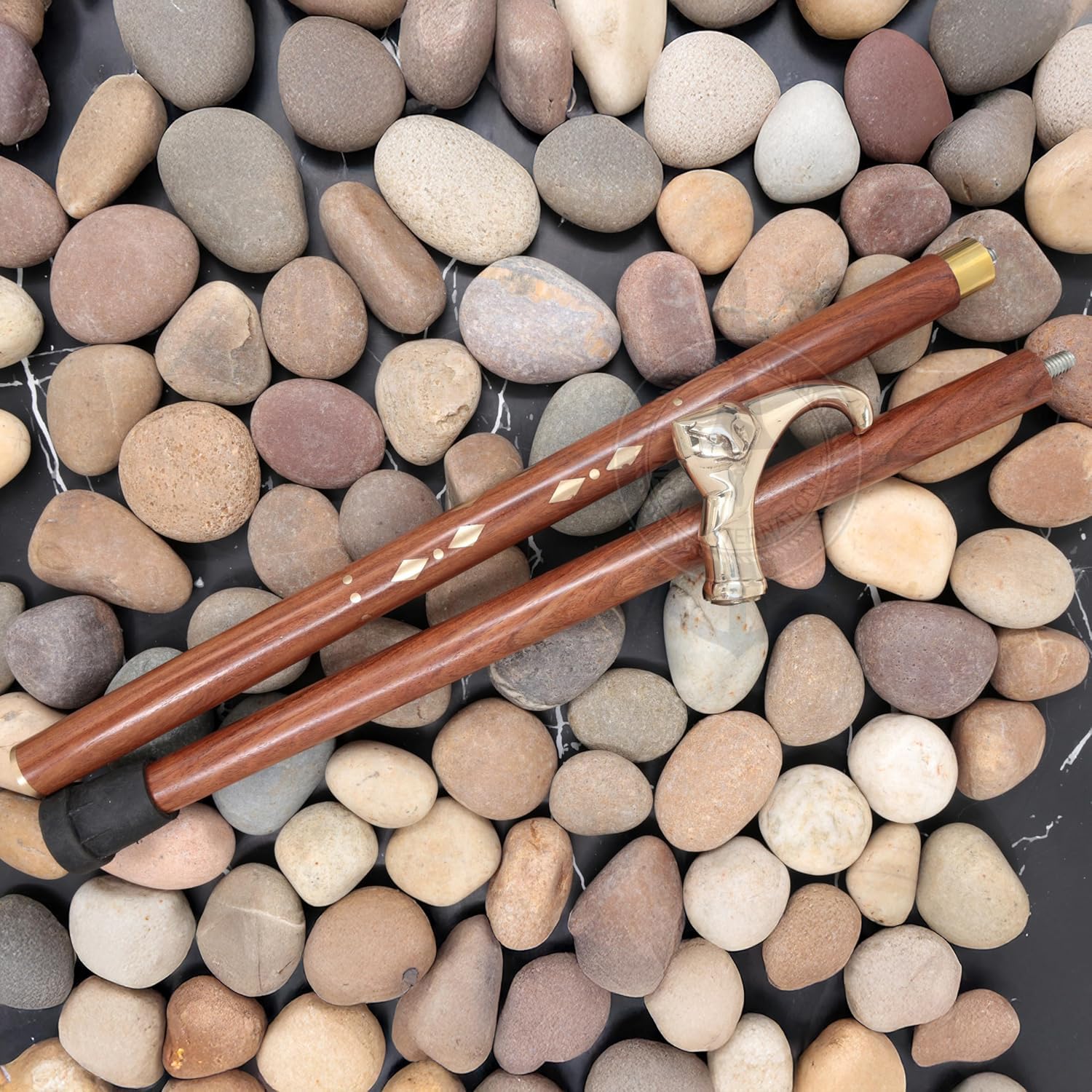 Premium Aluminum & Brass Decorative Rosewood Walking Cane - Full Size Adjustable Walking Stick for Men & Women - Ideal for Hiking, Fashion Accessory & Elderly Support