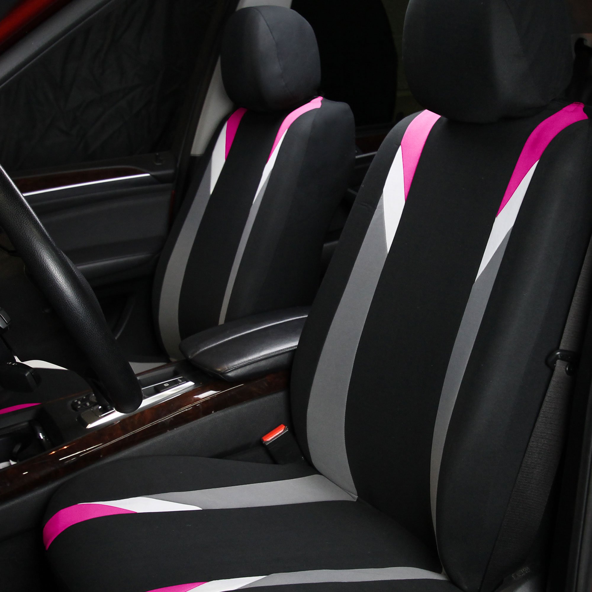 Premium Universal Airbag-Compatible Automotive Seat Covers - Modern Pink Car Interior Accessories for Cars, Vans, Trucks & SUVs | Front Seat Protection & Style Upgrade