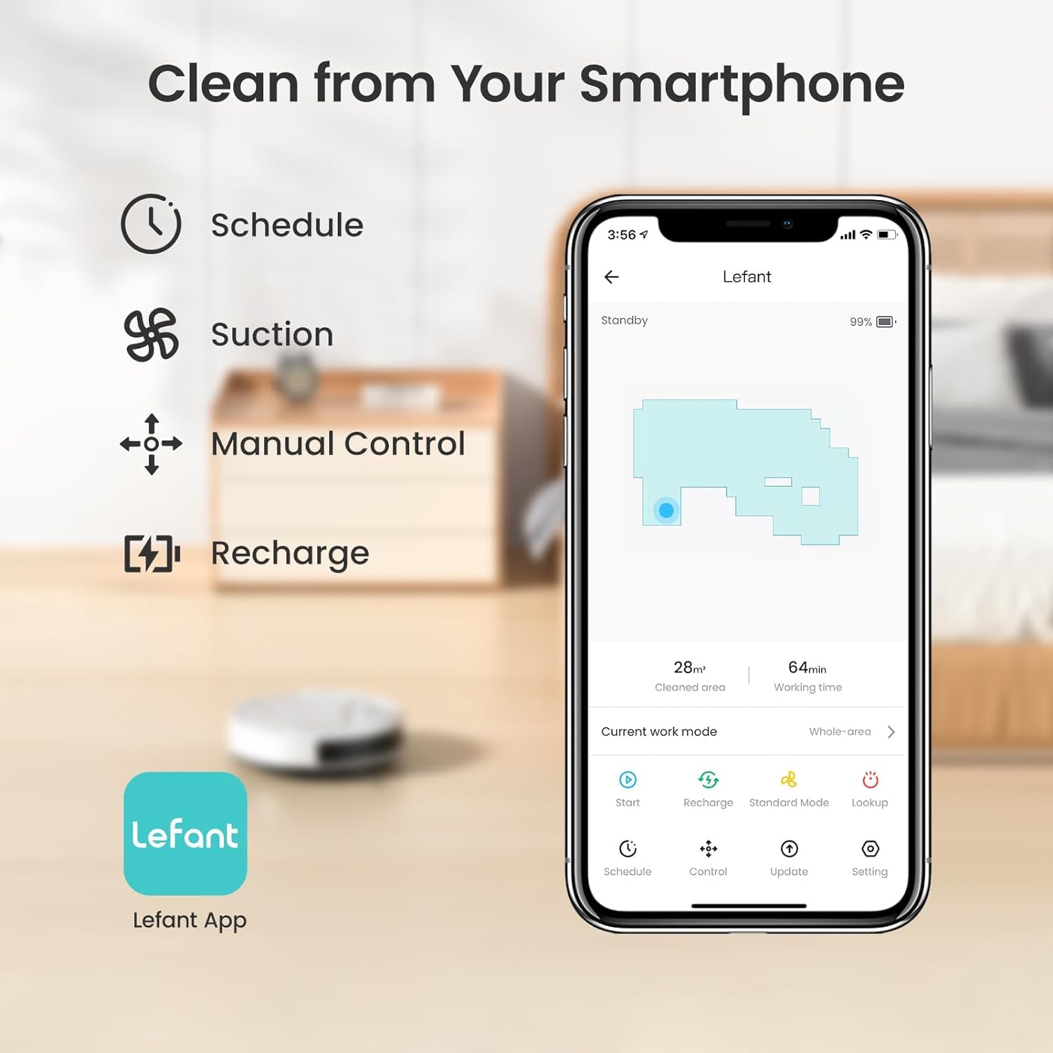 Lefant M210 Pro Robot Vacuum Cleaner with 2200Pa Strong Suction - Smart WiFi/Alexa App Control - Self-Charging - 120 Min Runtime - Ideal for Pet Hair, Hardwood Floors & Low-Pile Carpets - Perfect for Daily Home Cleaning & Pet Owners