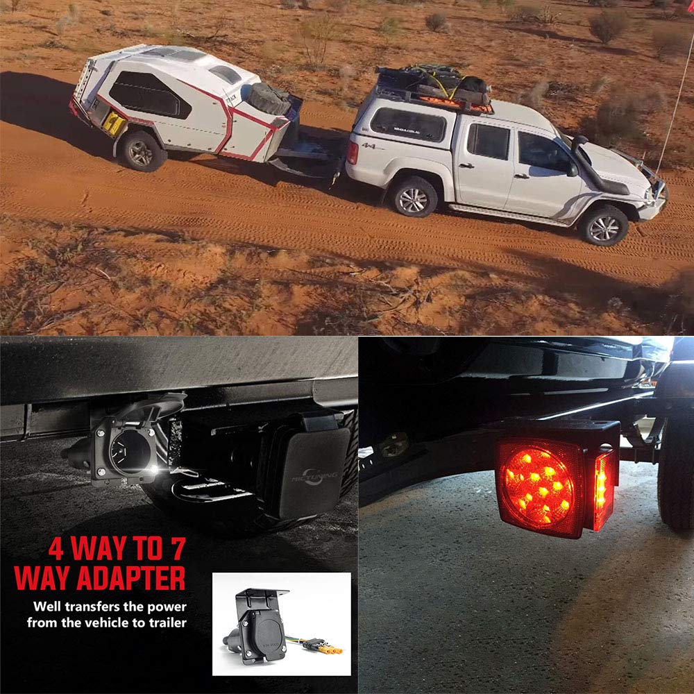 4 Wire Flat to 7 Way RV Trailer Light Plug Wire Harness Converter Adapter - Compatible with Car, Truck & Trailer Hitch - Includes Connector Socket & Mounting Bracket by LIYYOO - Perfect for Towing, Camping & RV Electrical Connections